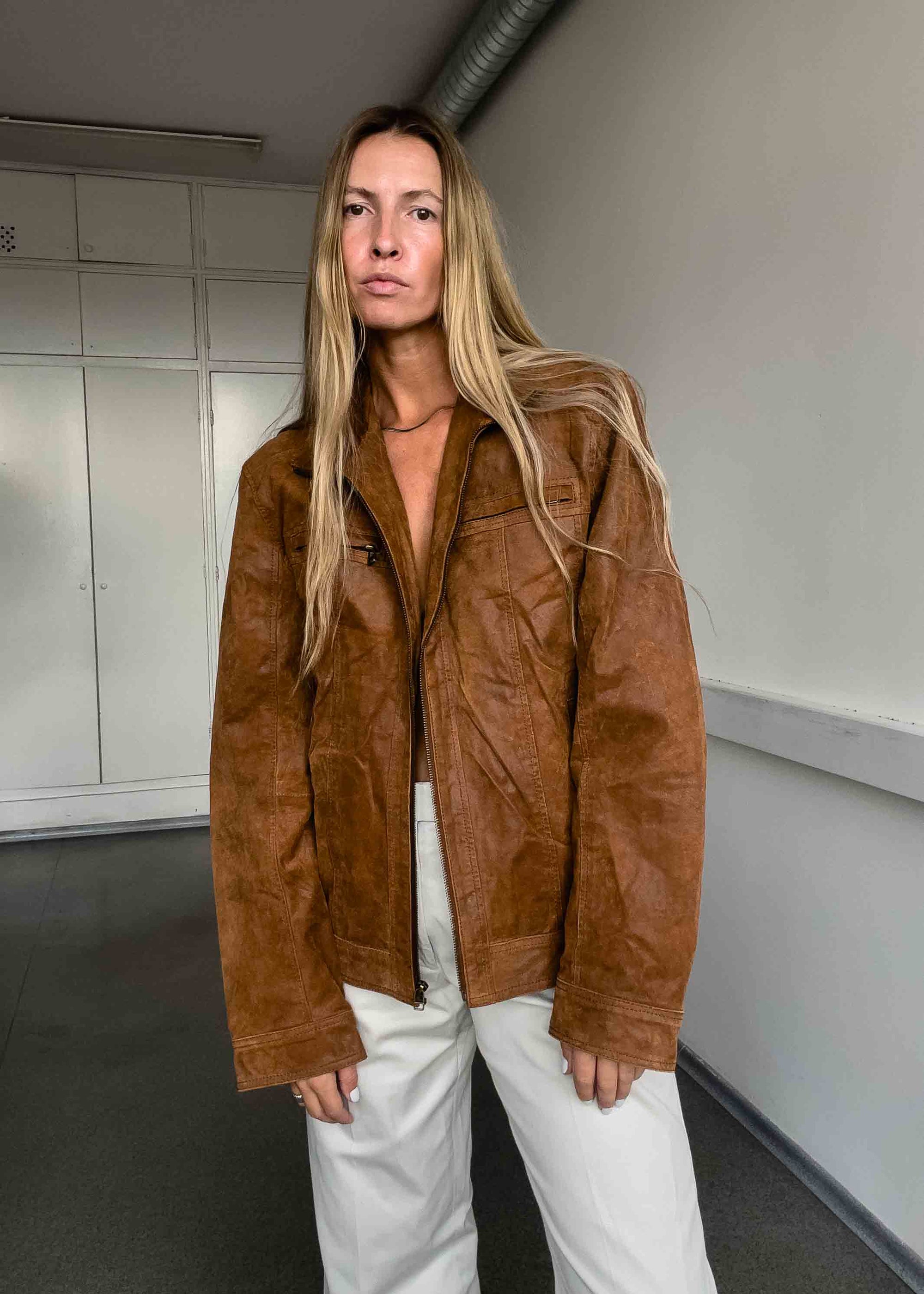 Vintage Brown Oversized Suede Jacket