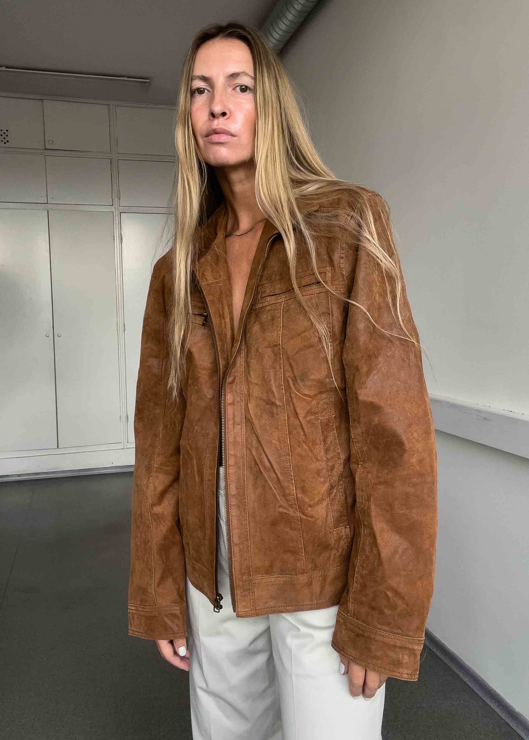 Vintage Brown Oversized Suede Jacket