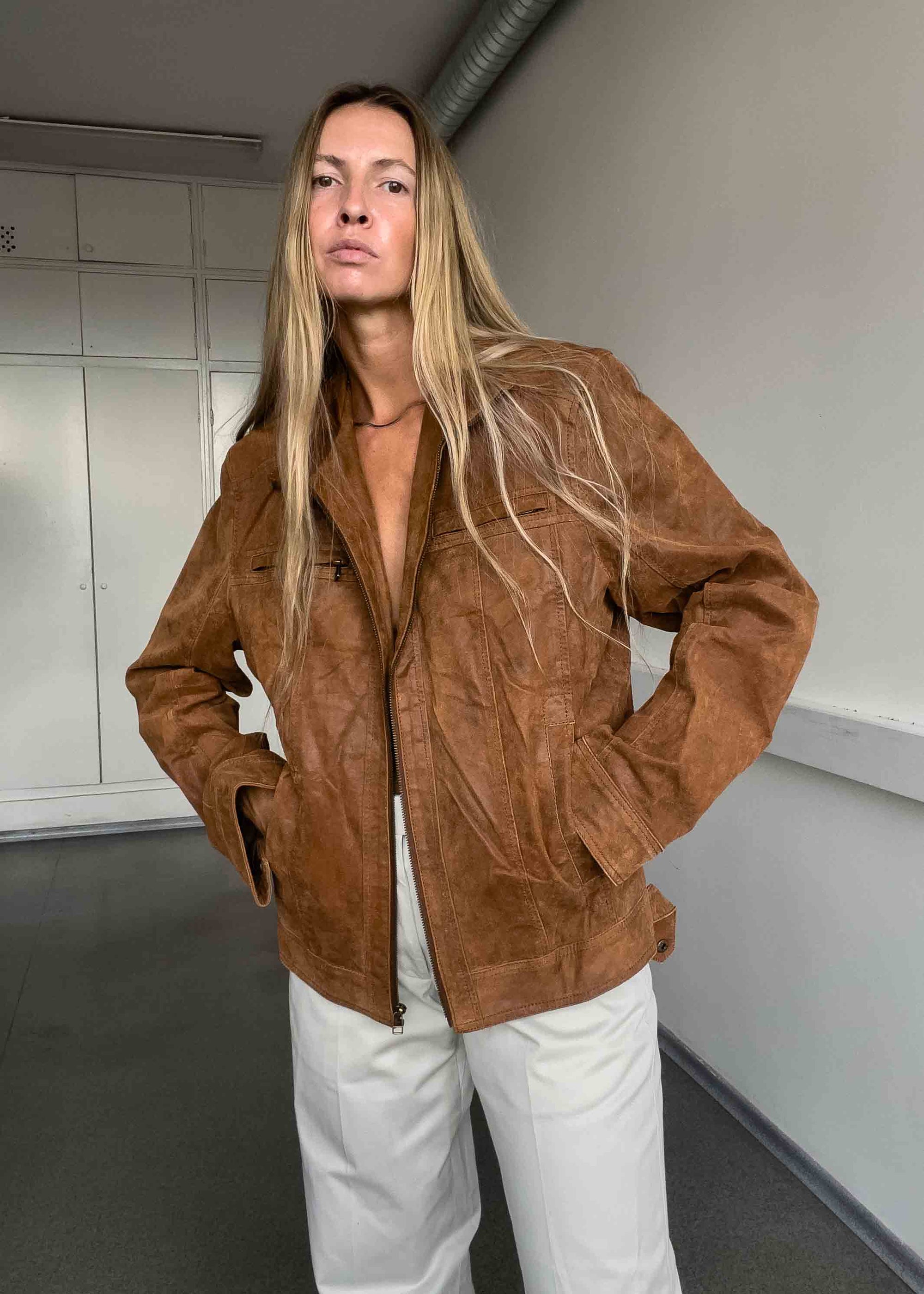 Vintage Brown Oversized Suede Jacket