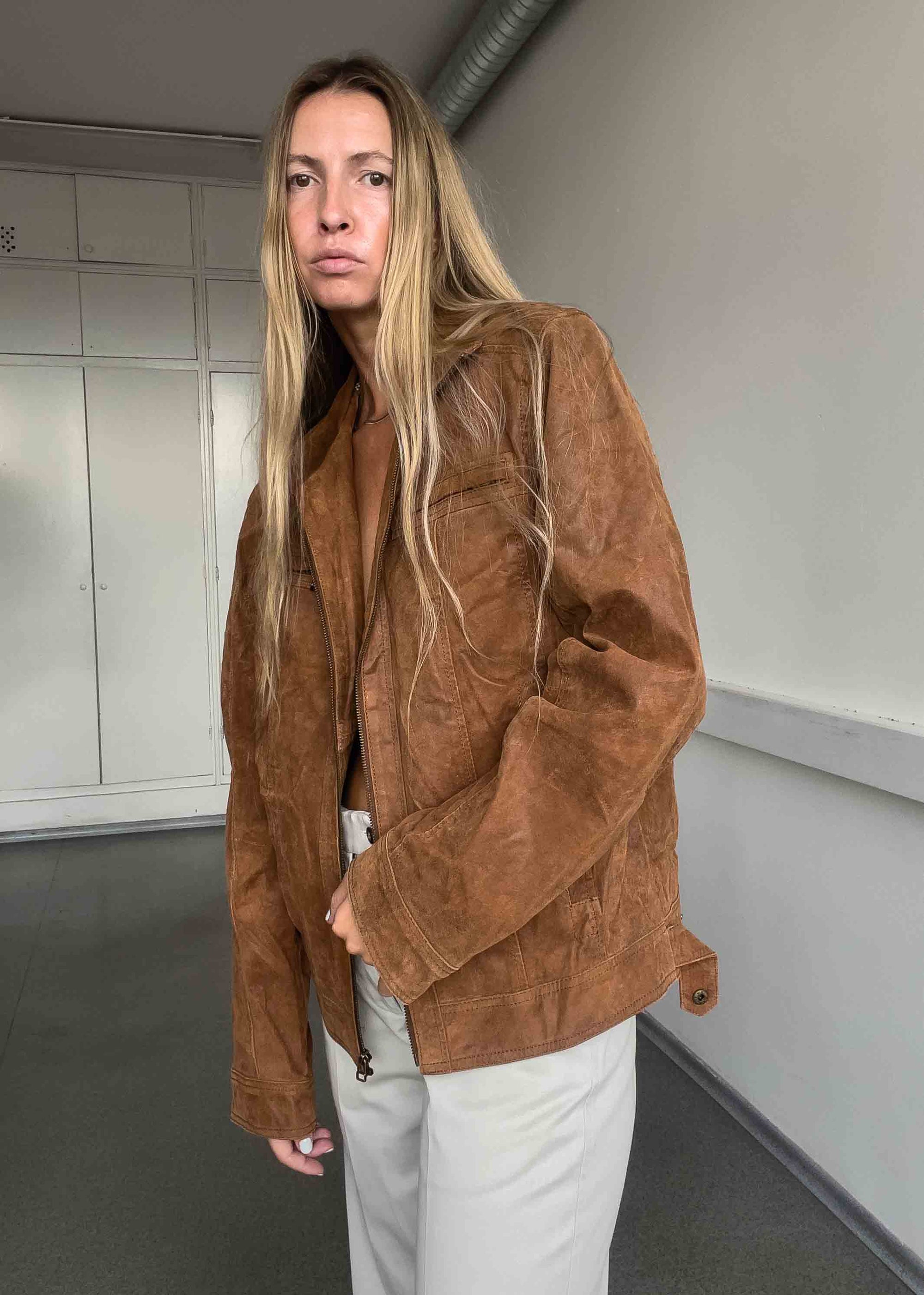 Vintage Brown Oversized Suede Jacket