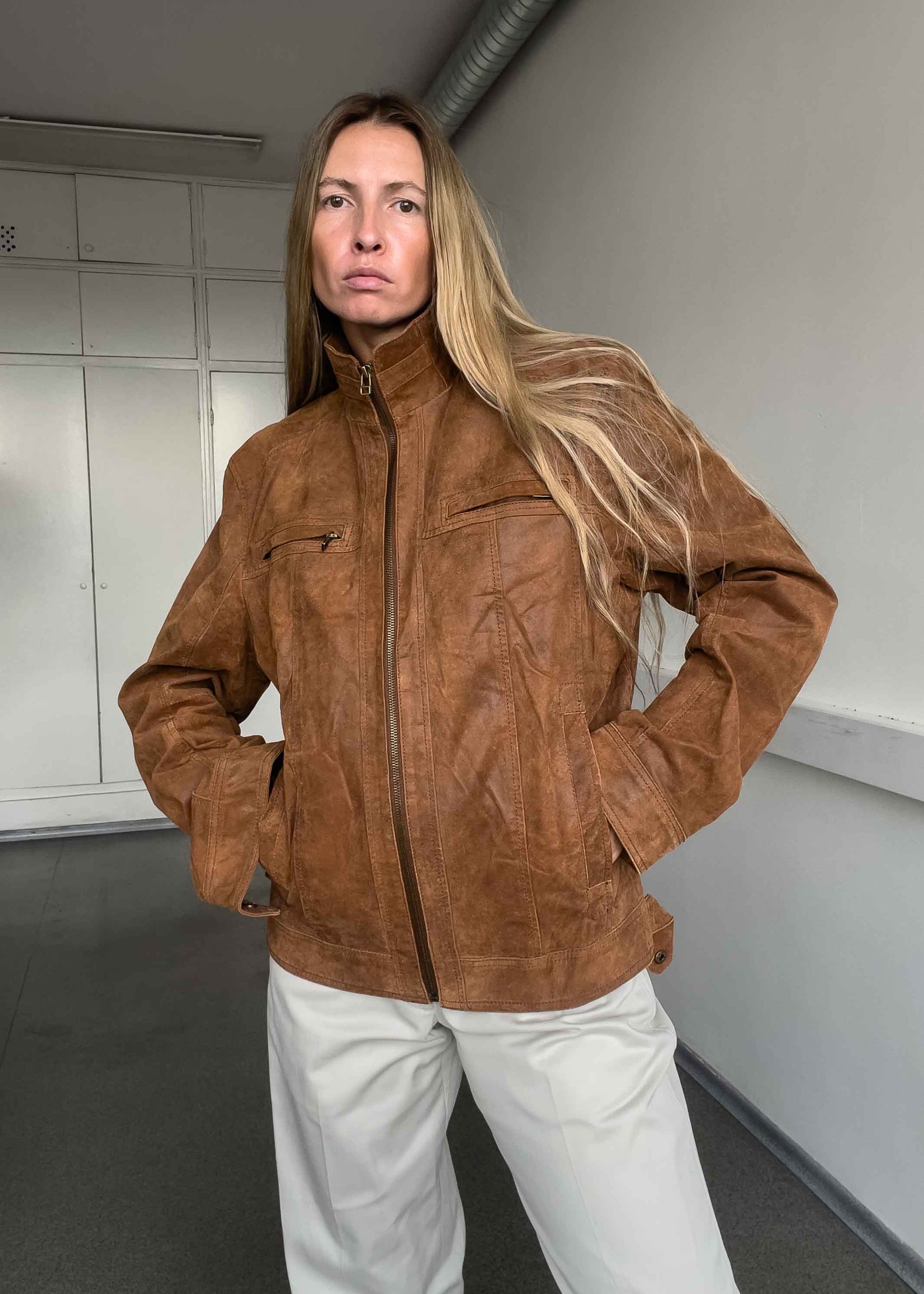 Vintage Brown Oversized Suede Jacket
