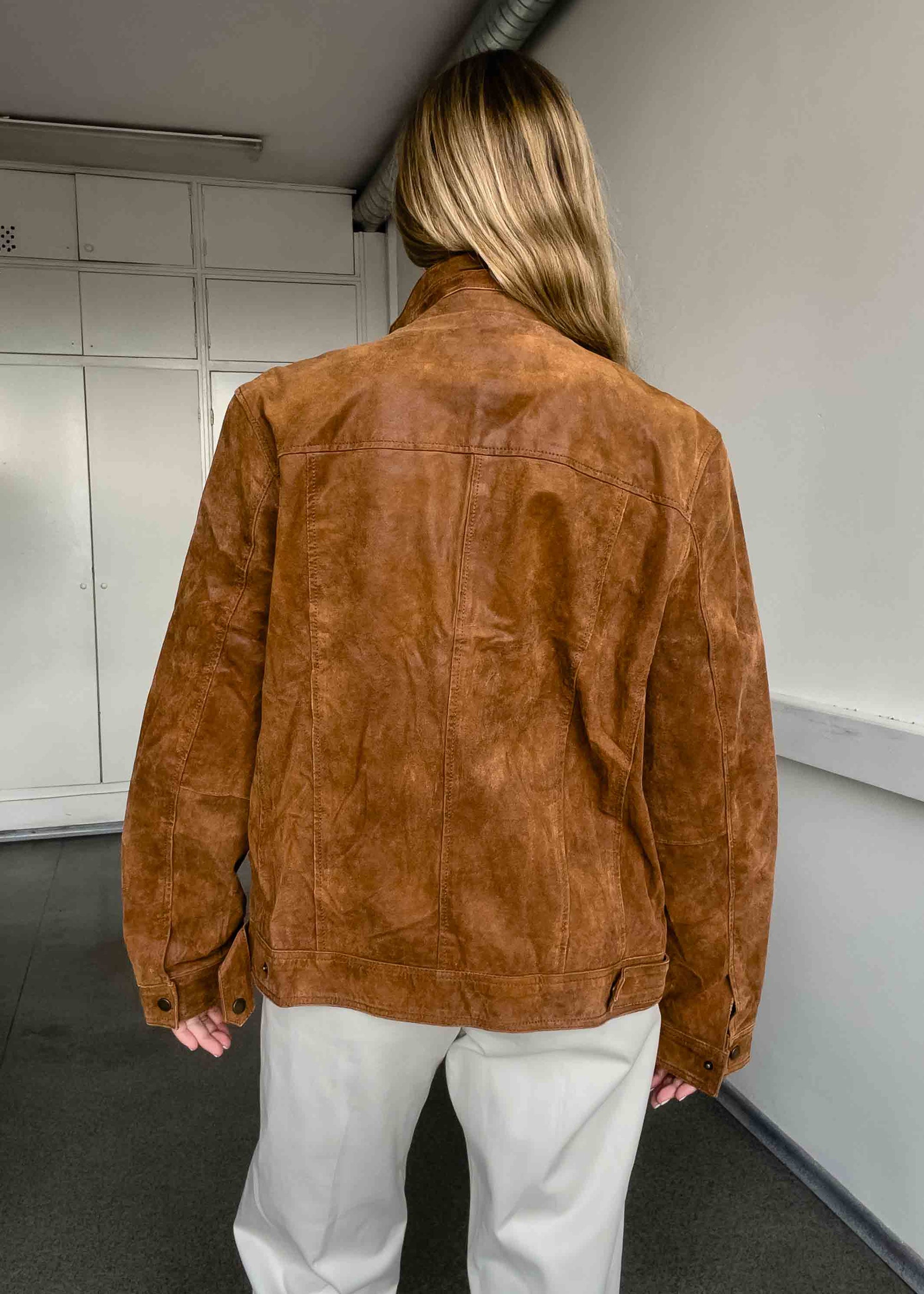 Vintage Brown Oversized Suede Jacket