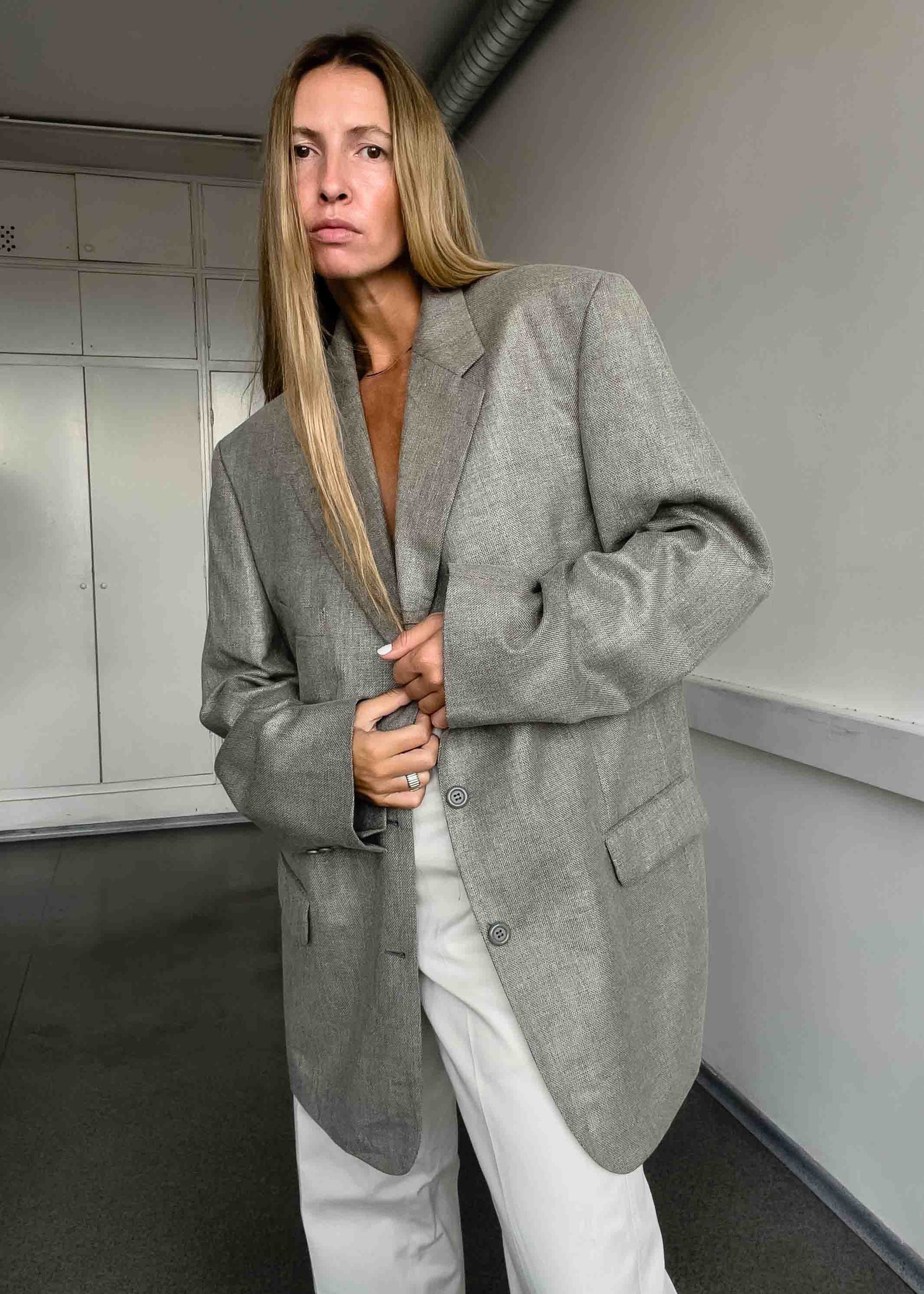 Vintage Grey Oversized Blazer