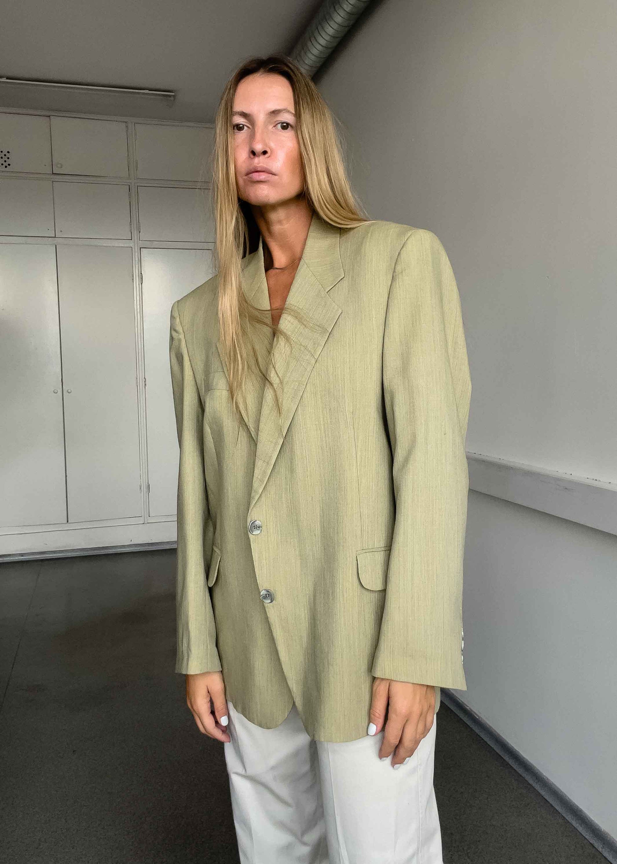 Vintage Light Yellow Oversized Blazer