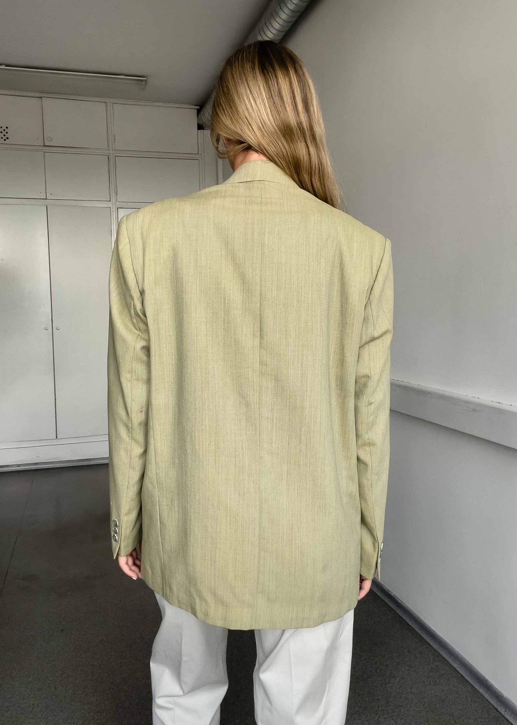 Vintage Light Yellow Oversized Blazer