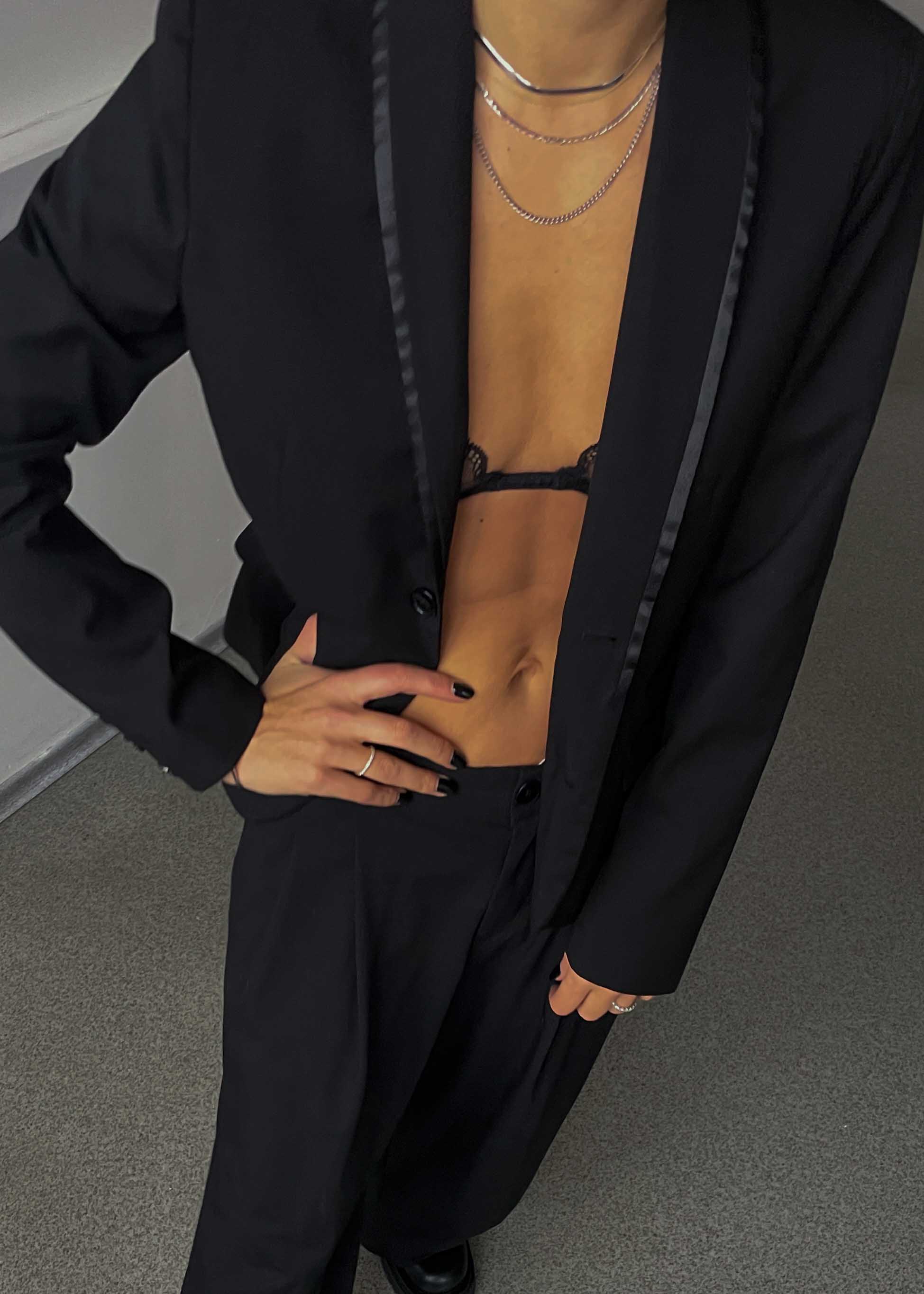 Vintage Black Fitted Festive Blazer