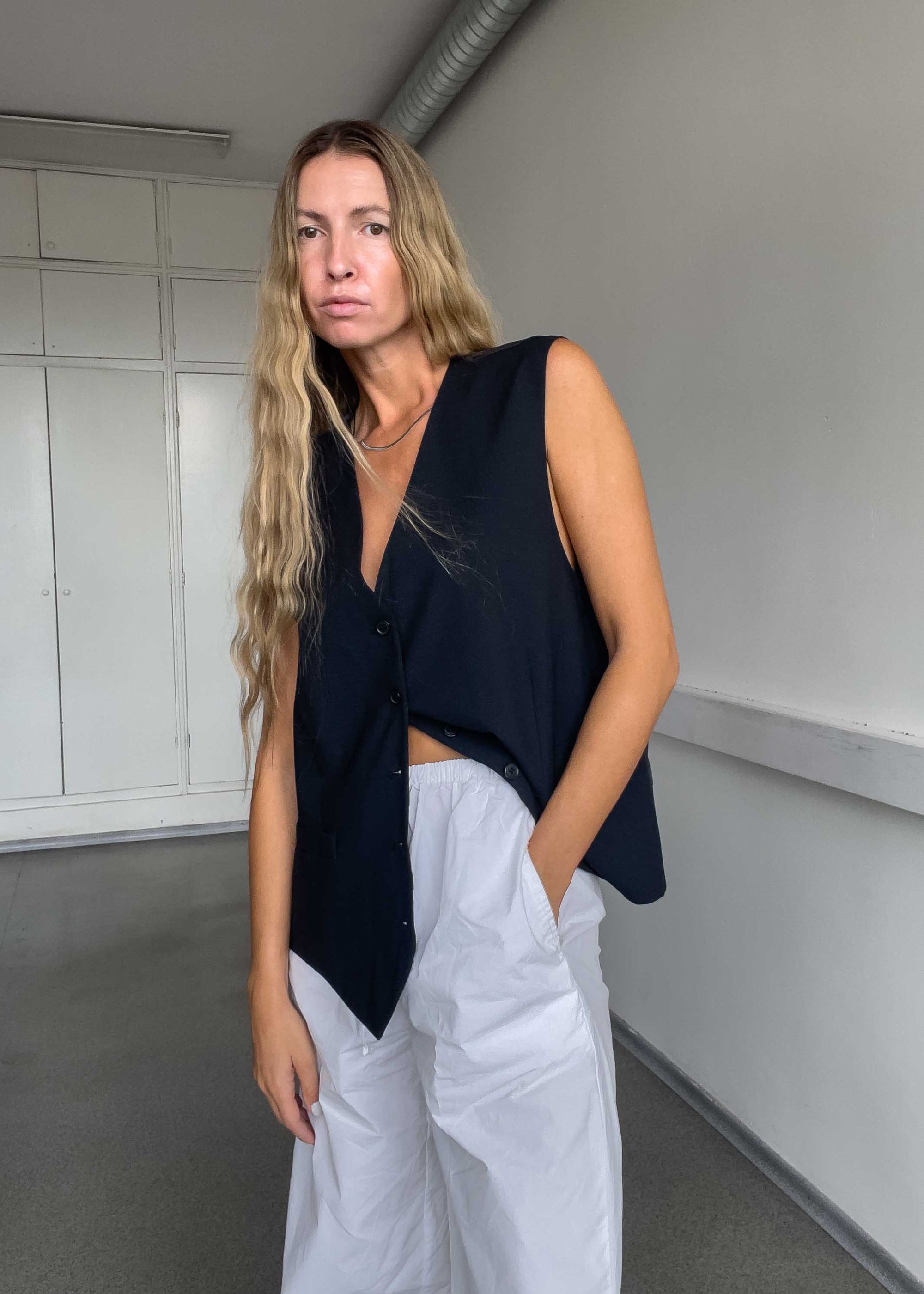 Vintage Black Oversized Classy Vest