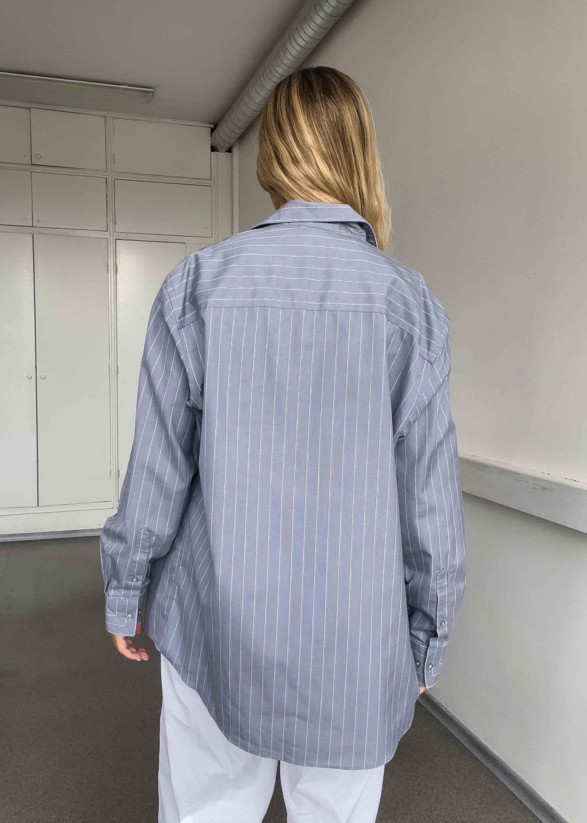 Vintage Grey Oversized Stripy Shirt