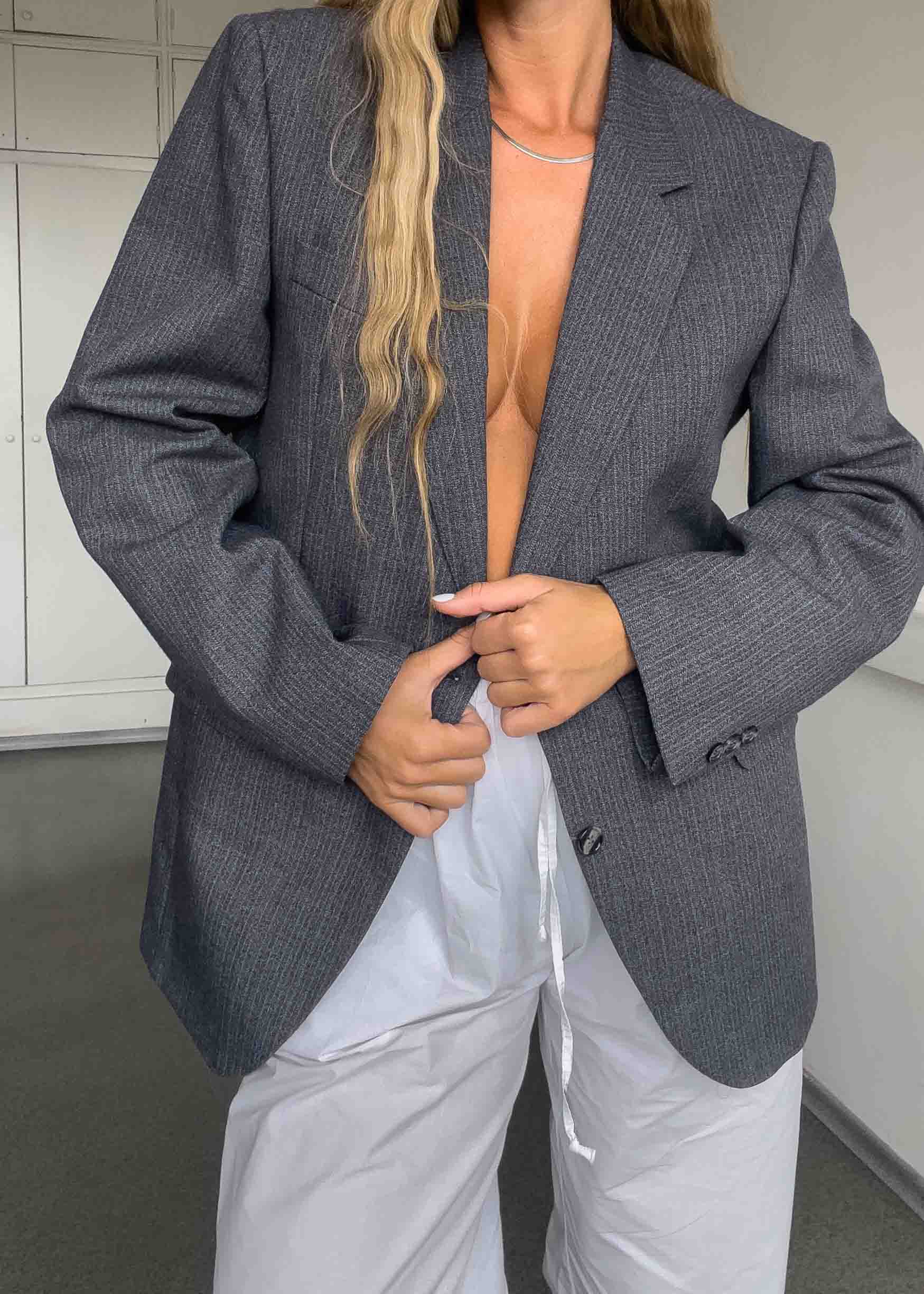 Vintage Grey Oversized Blazer