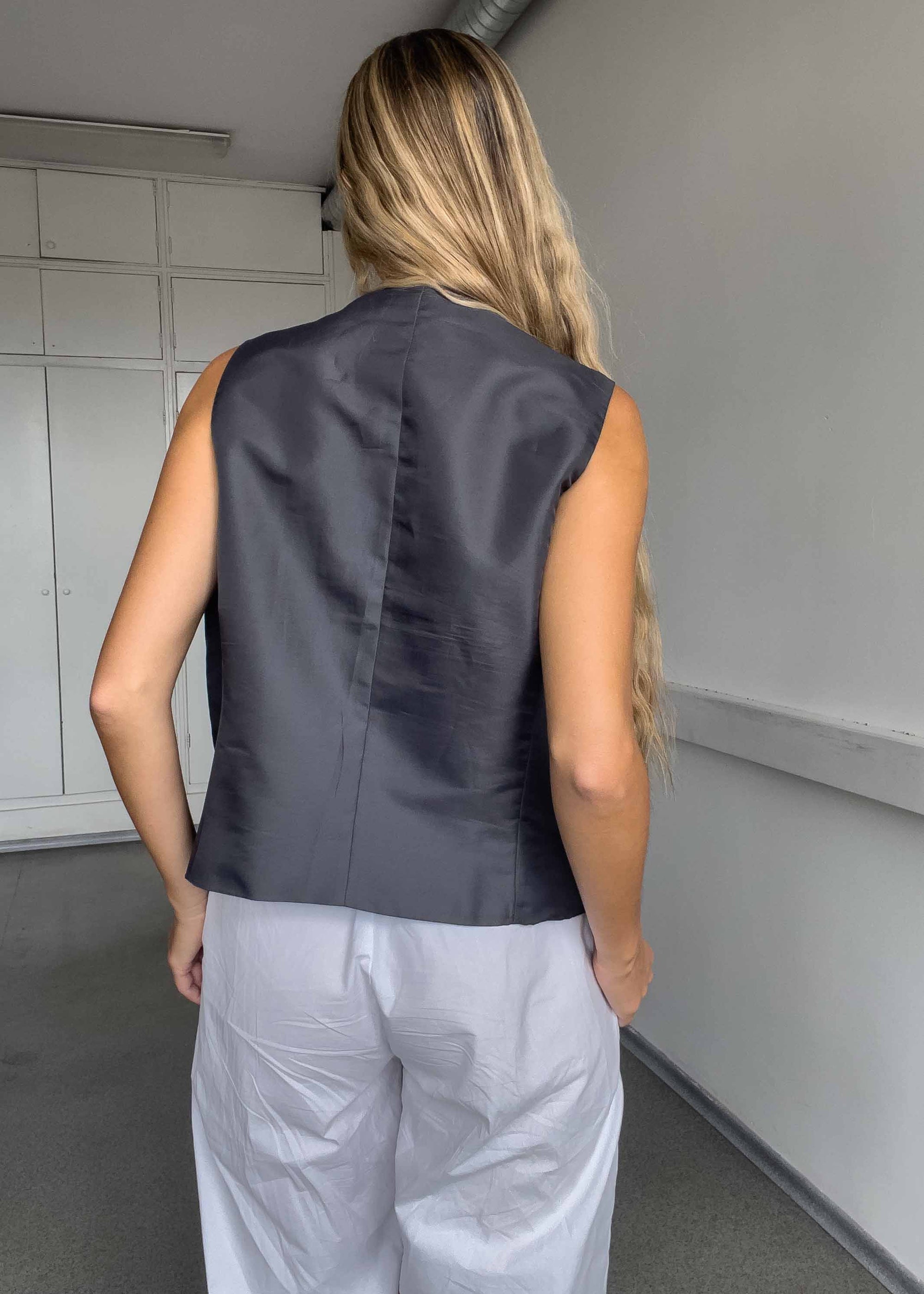 Vintage Grey Oversized Classy Vest