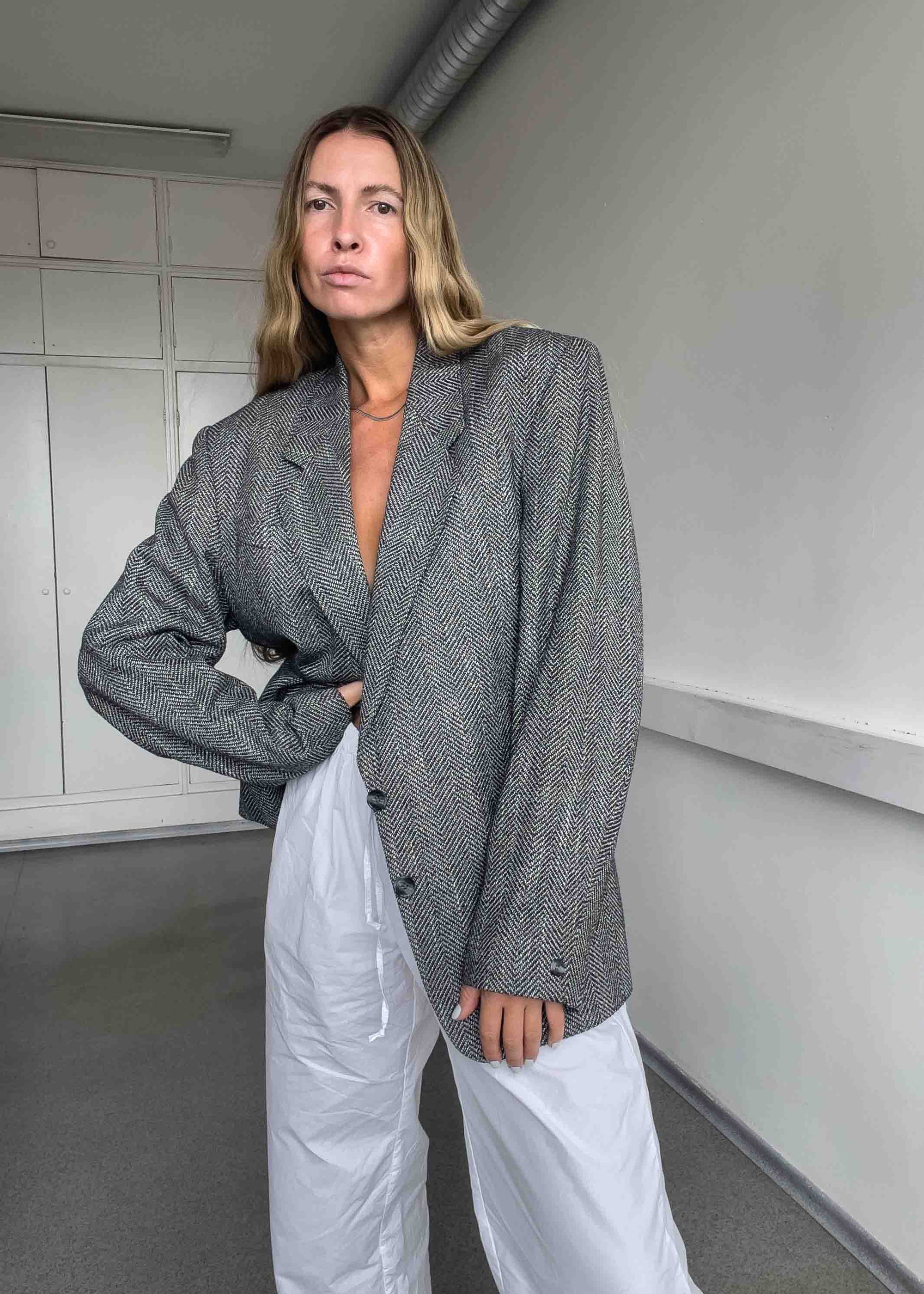 Vintage Grey Oversized Blazer