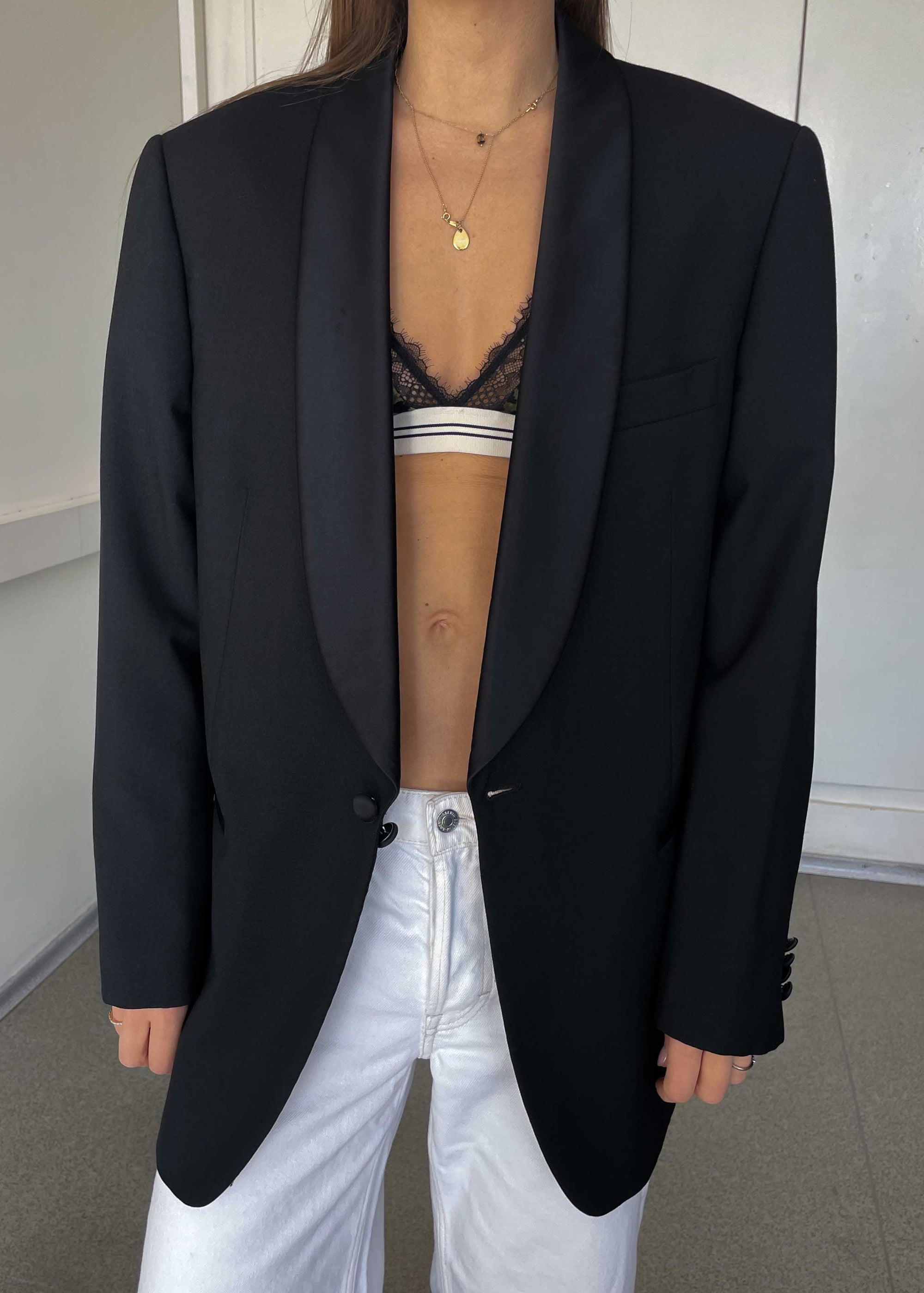 Vintage Black Oversized Tuxedo Blazer