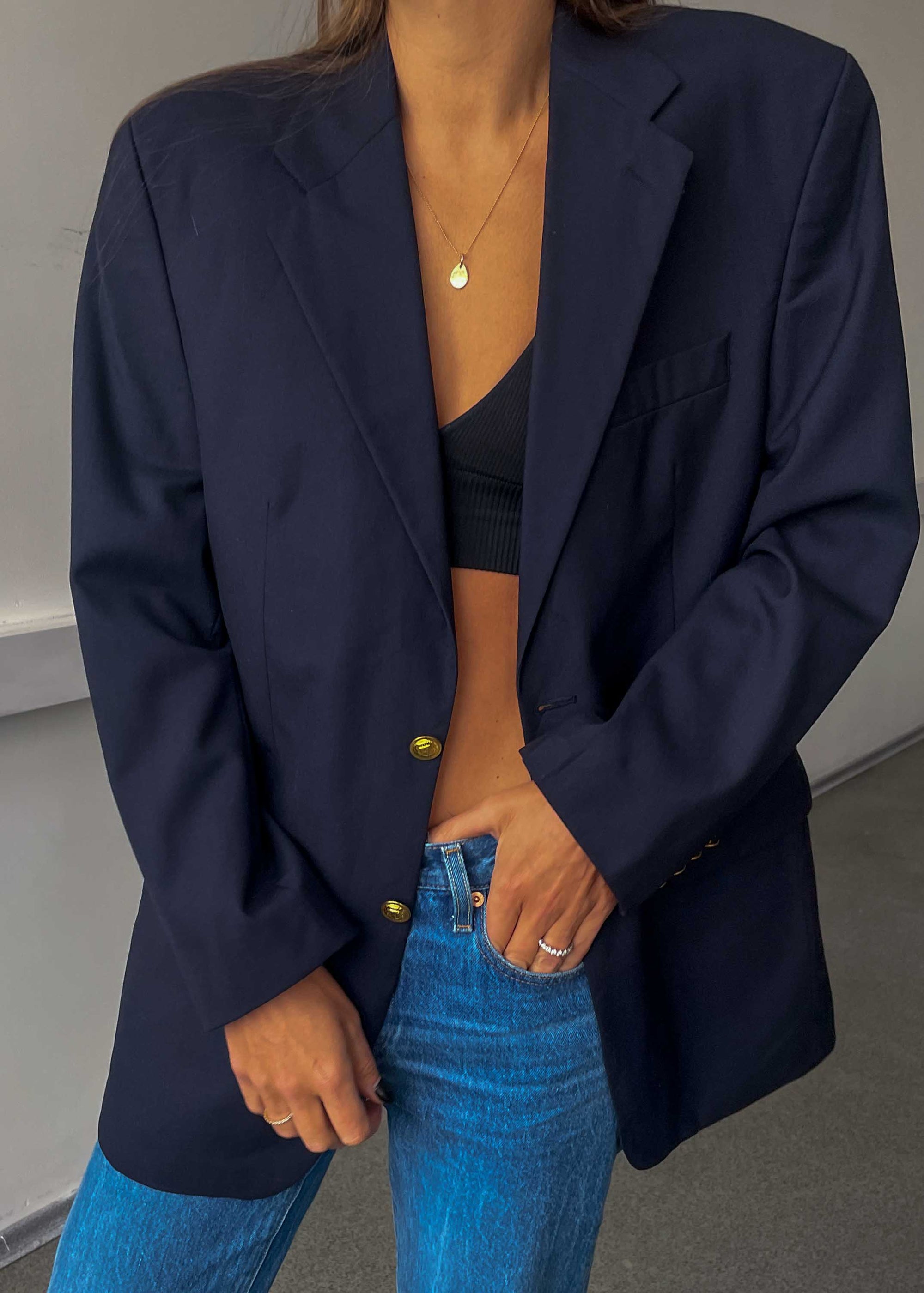 Vintage Navy Blue 100 % WOOL Blazer Chaps by RALPH LAUREN