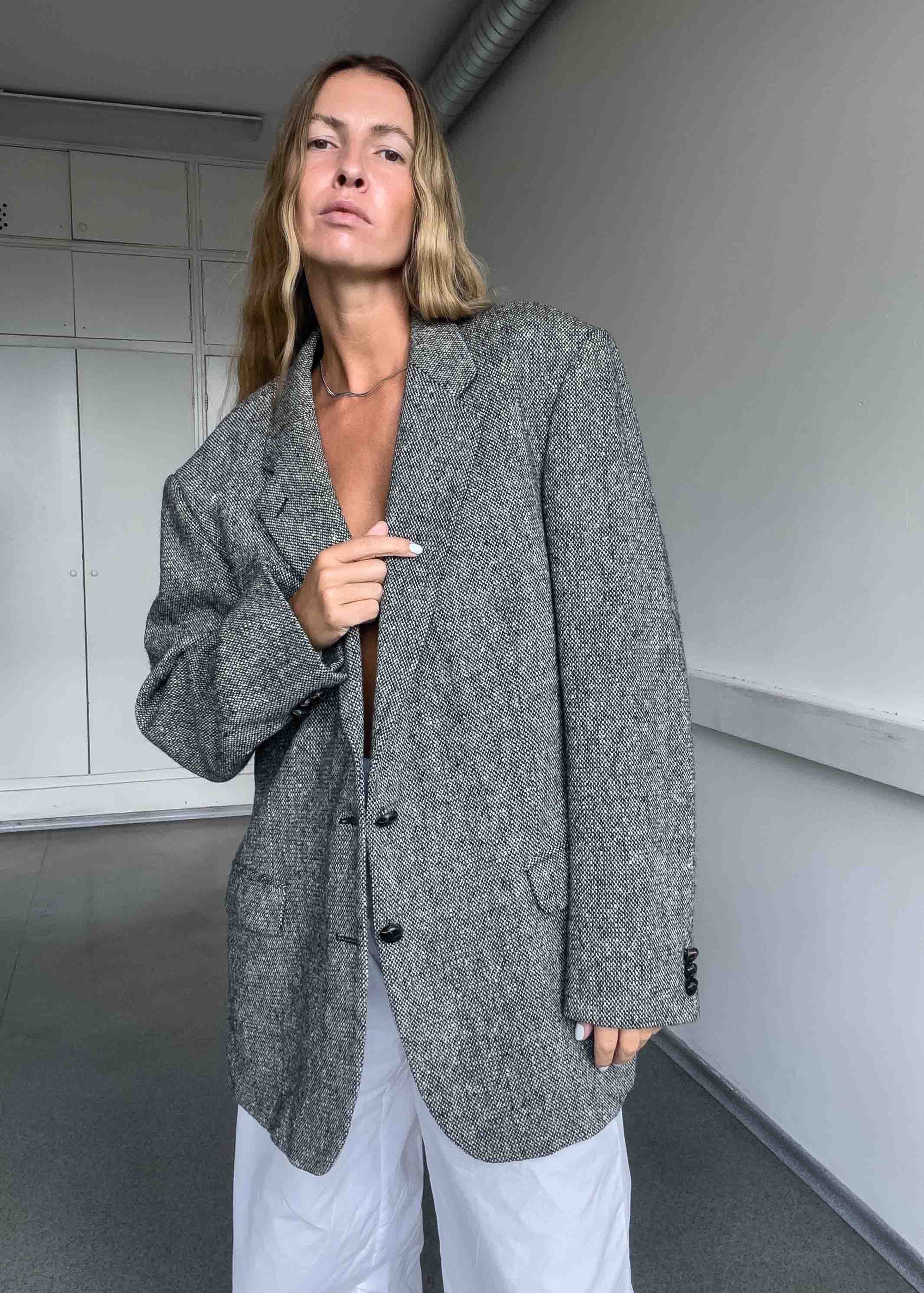 Vintage Grey Oversized Blazer / Coat