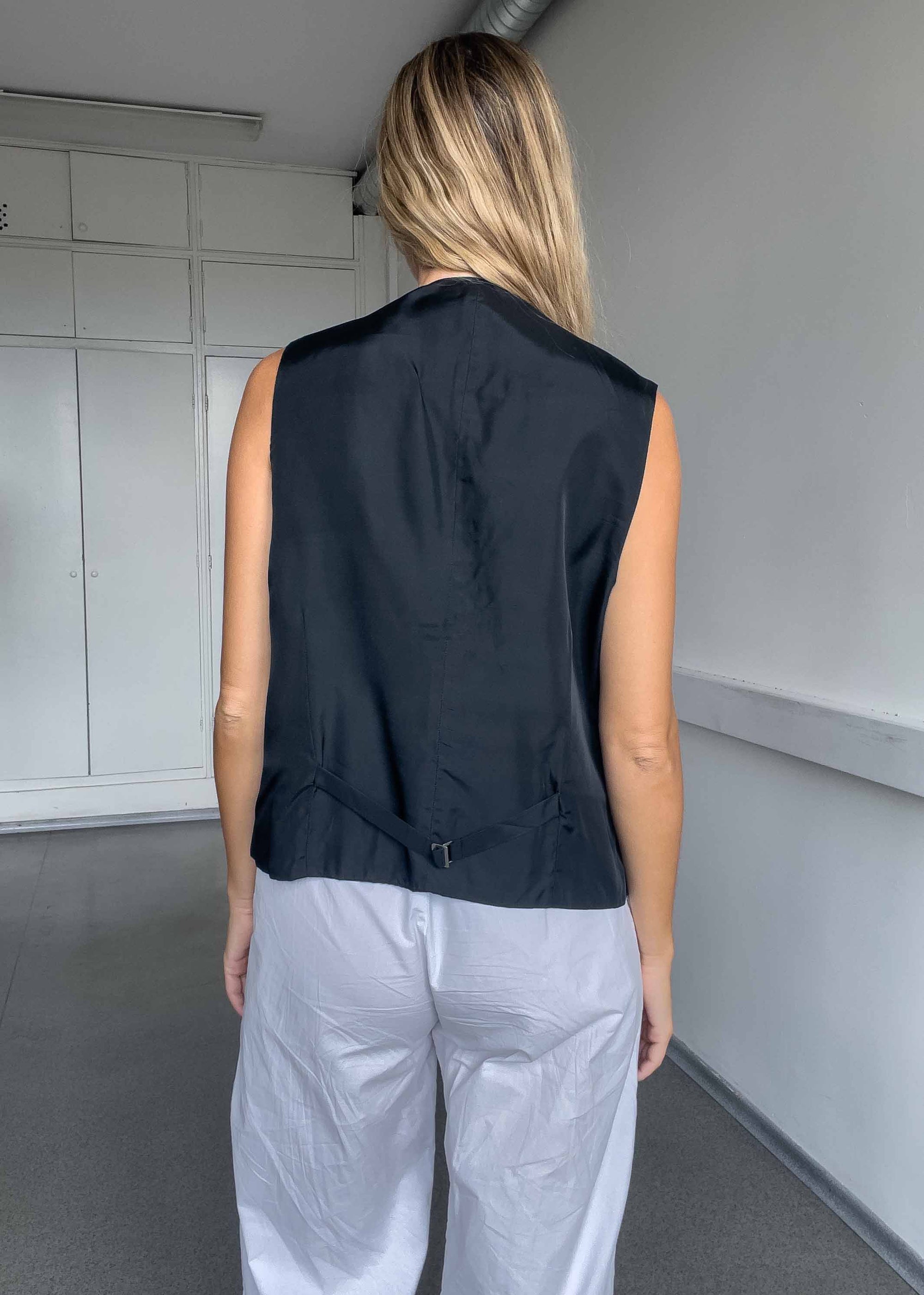 Vintage Grey Stripy Oversized Classy Vest