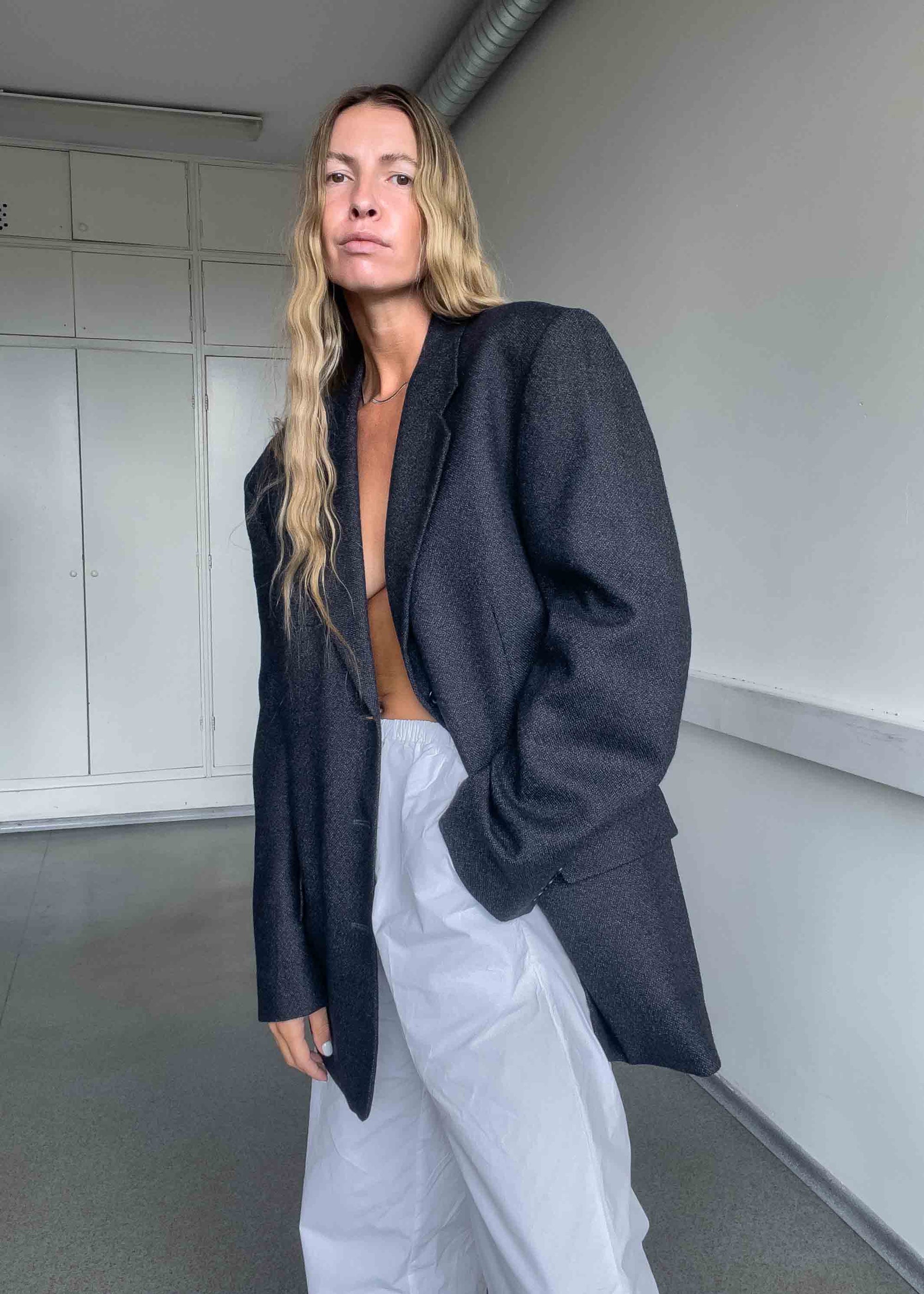 Vintage Grey Oversized Blazer