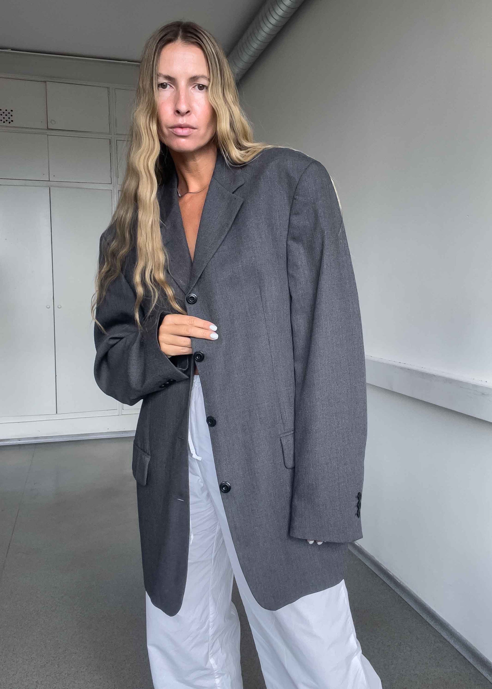 Vintage Grey Oversized Blazer