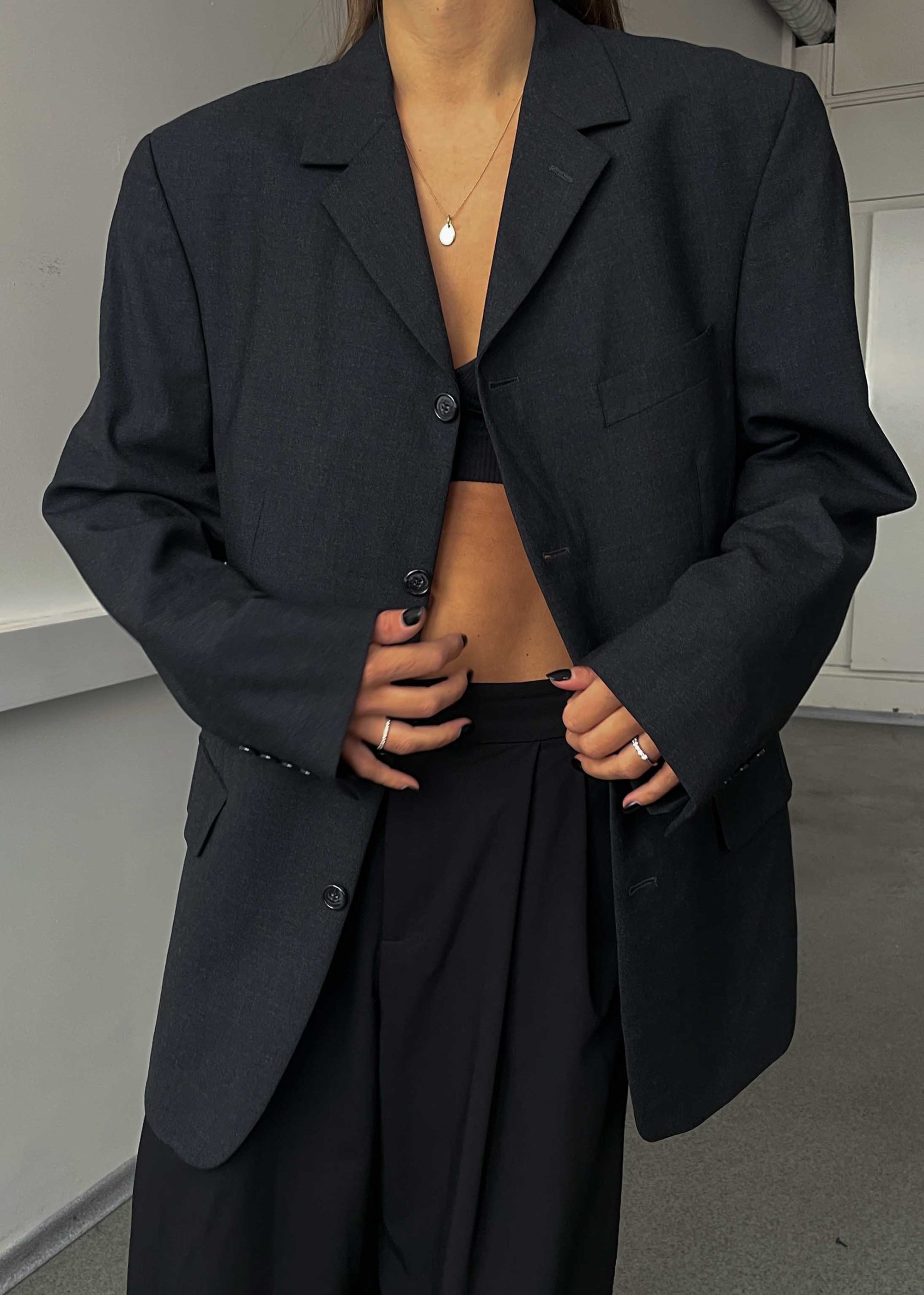 Vintage Grey Oversized Blazer