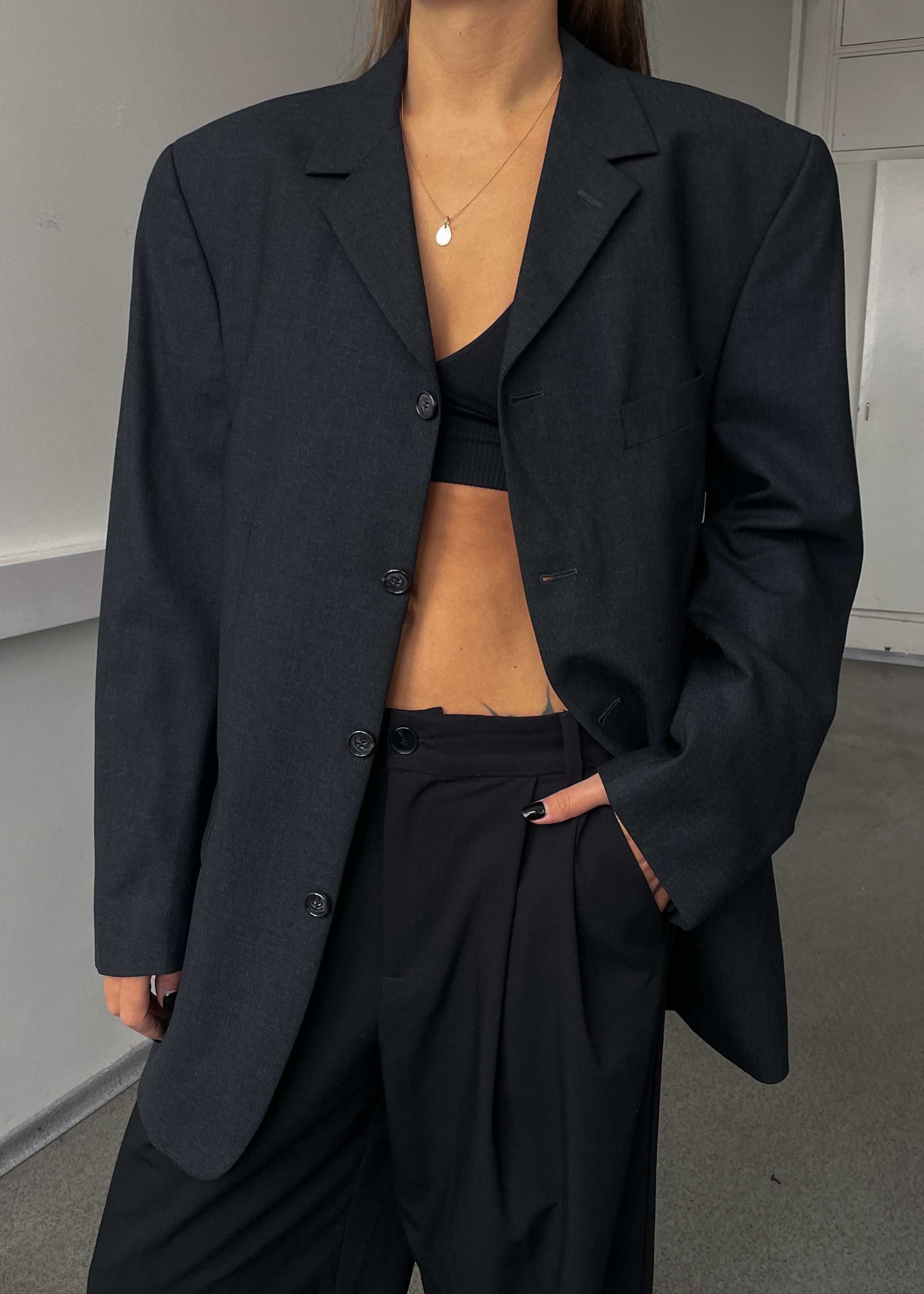 Vintage Grey Oversized Blazer