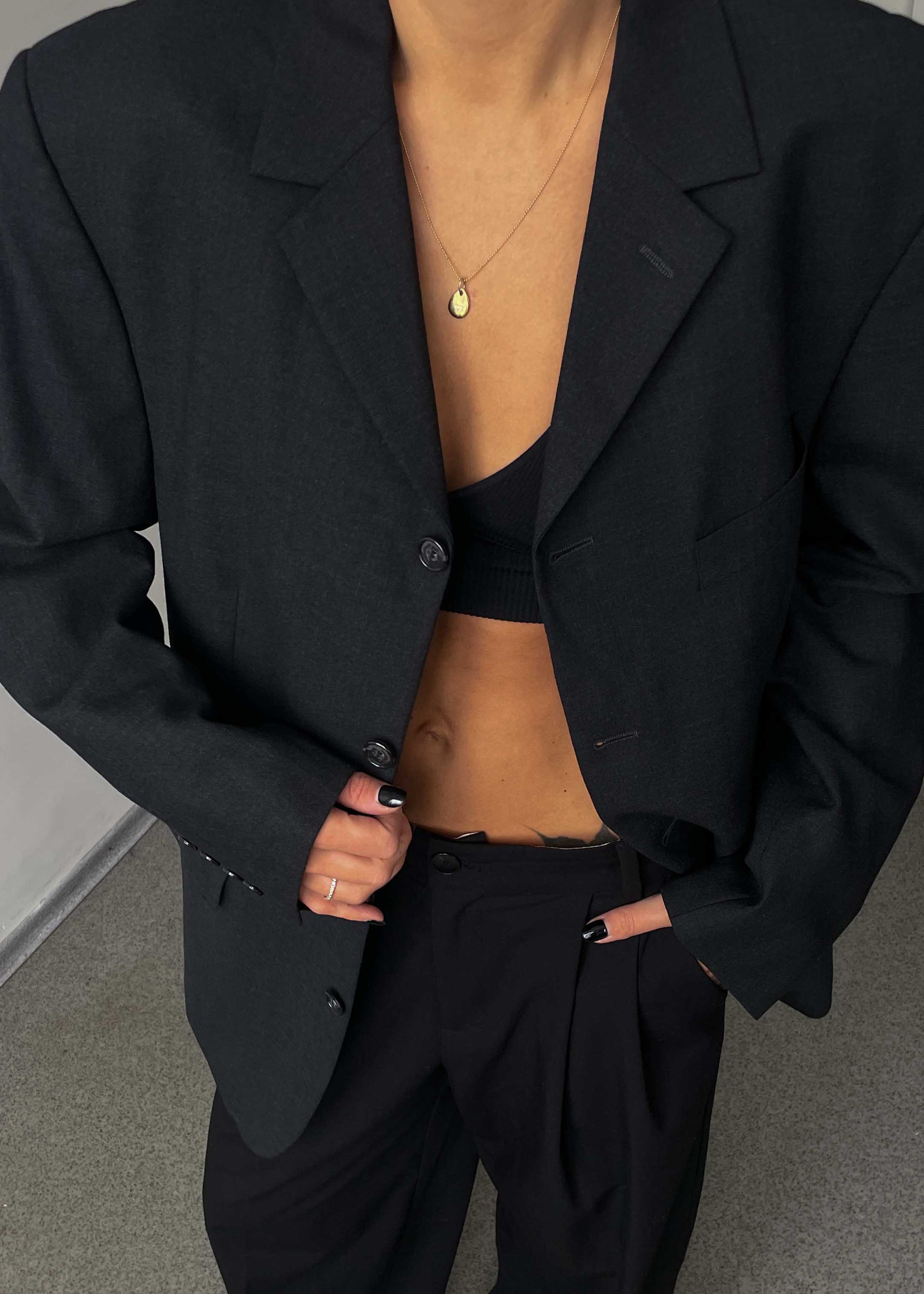 Vintage Grey Oversized Blazer