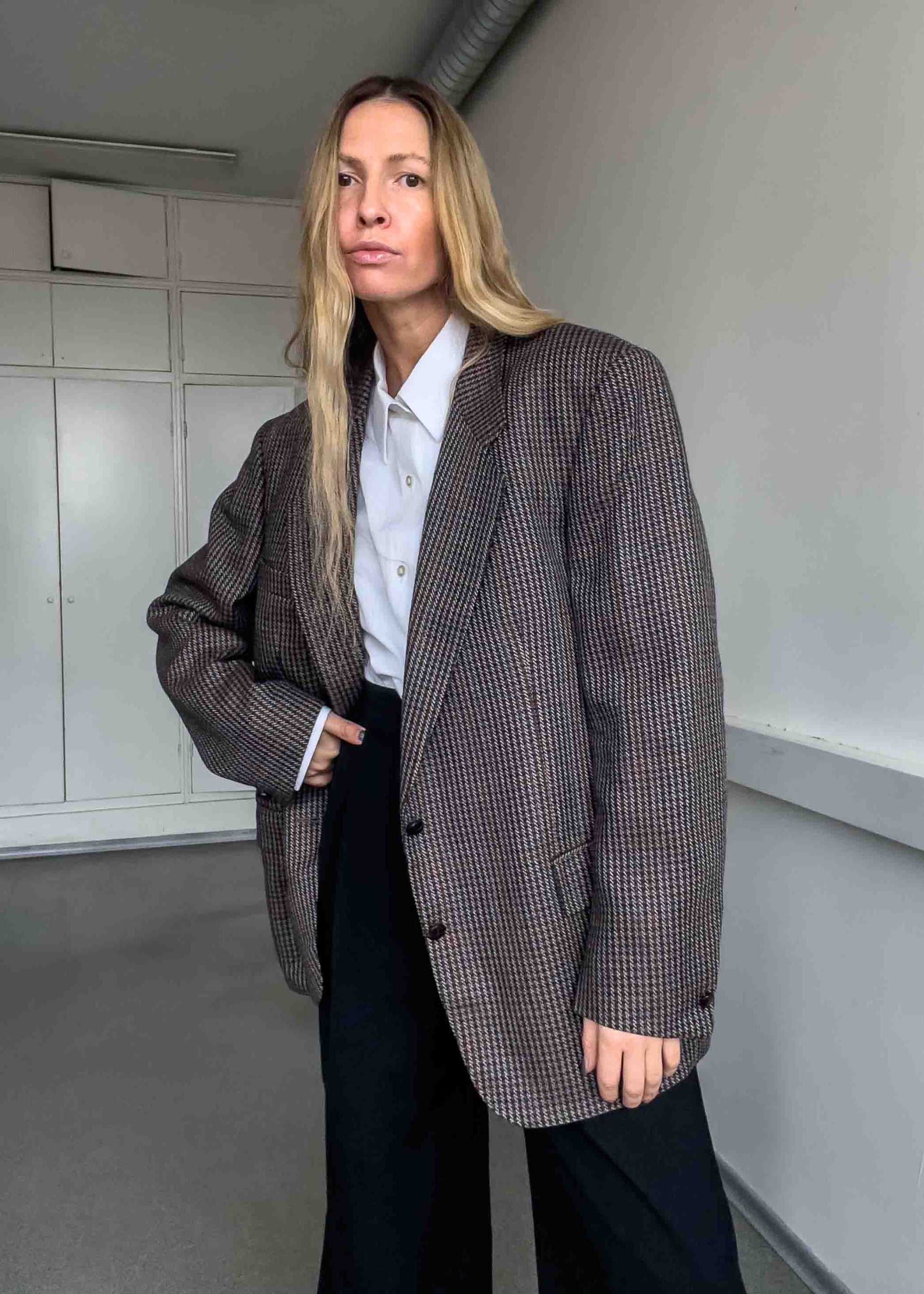 Vintage Checked Oversized Blazer