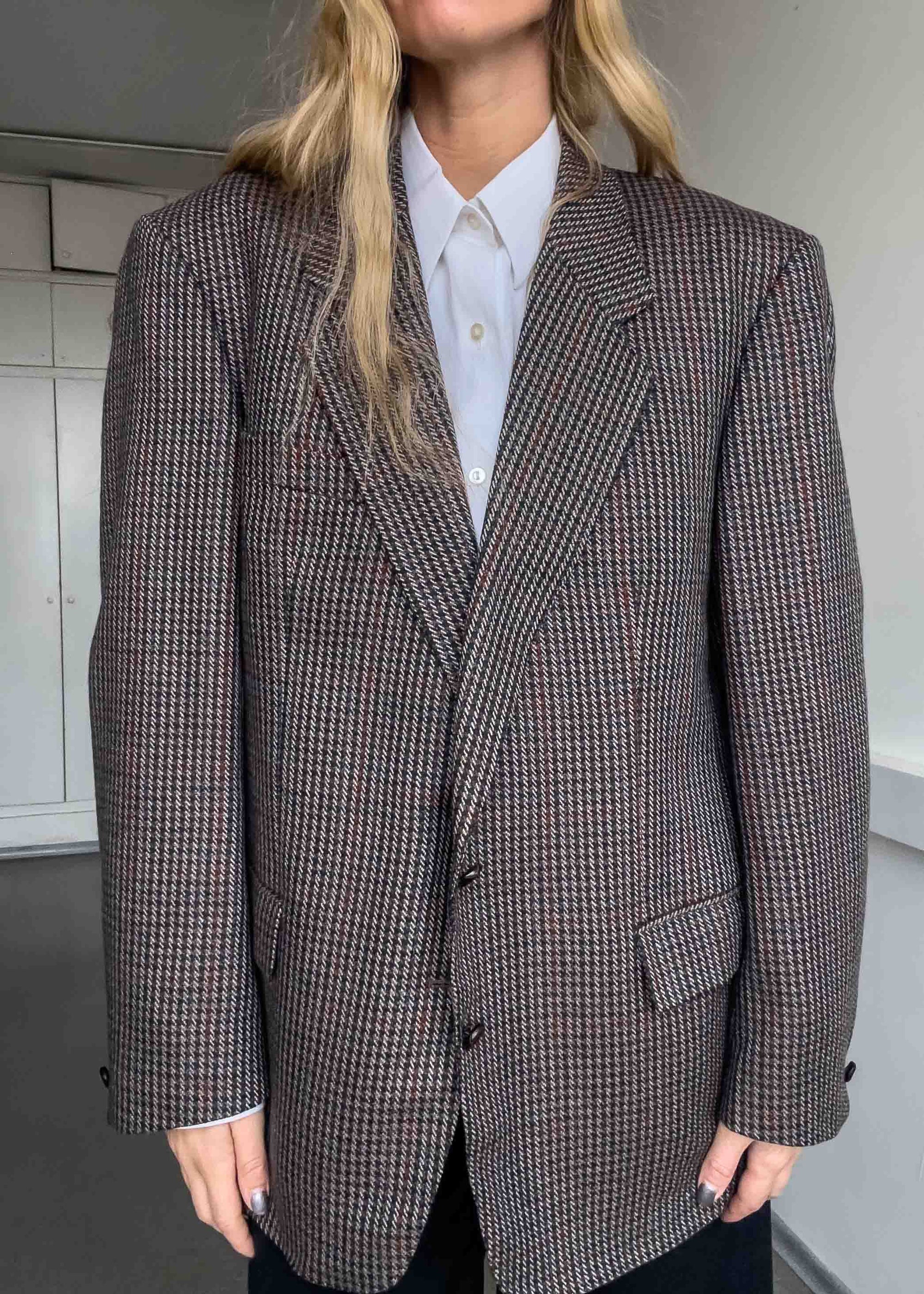 Vintage Checked Oversized Blazer