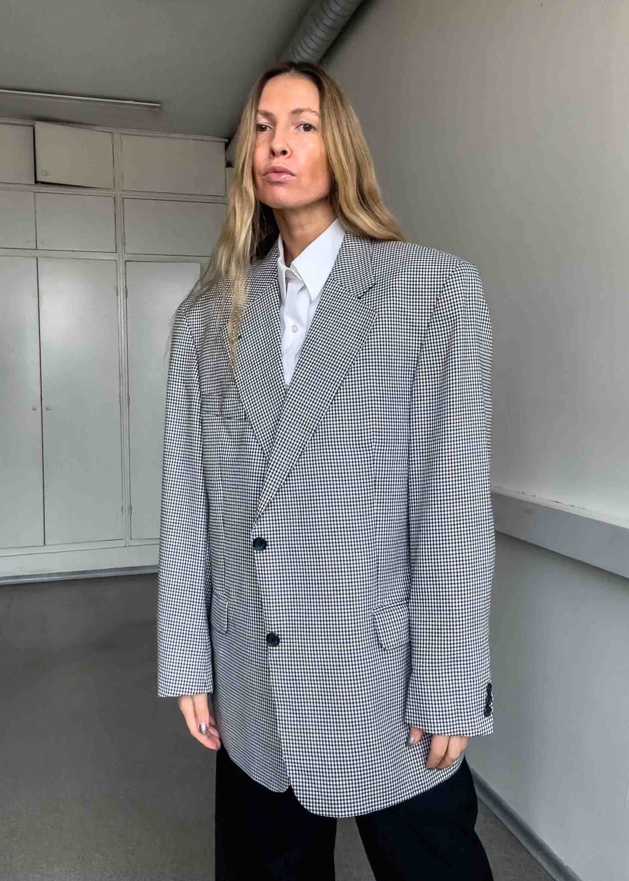 Vintage Checked Oversized Blazer