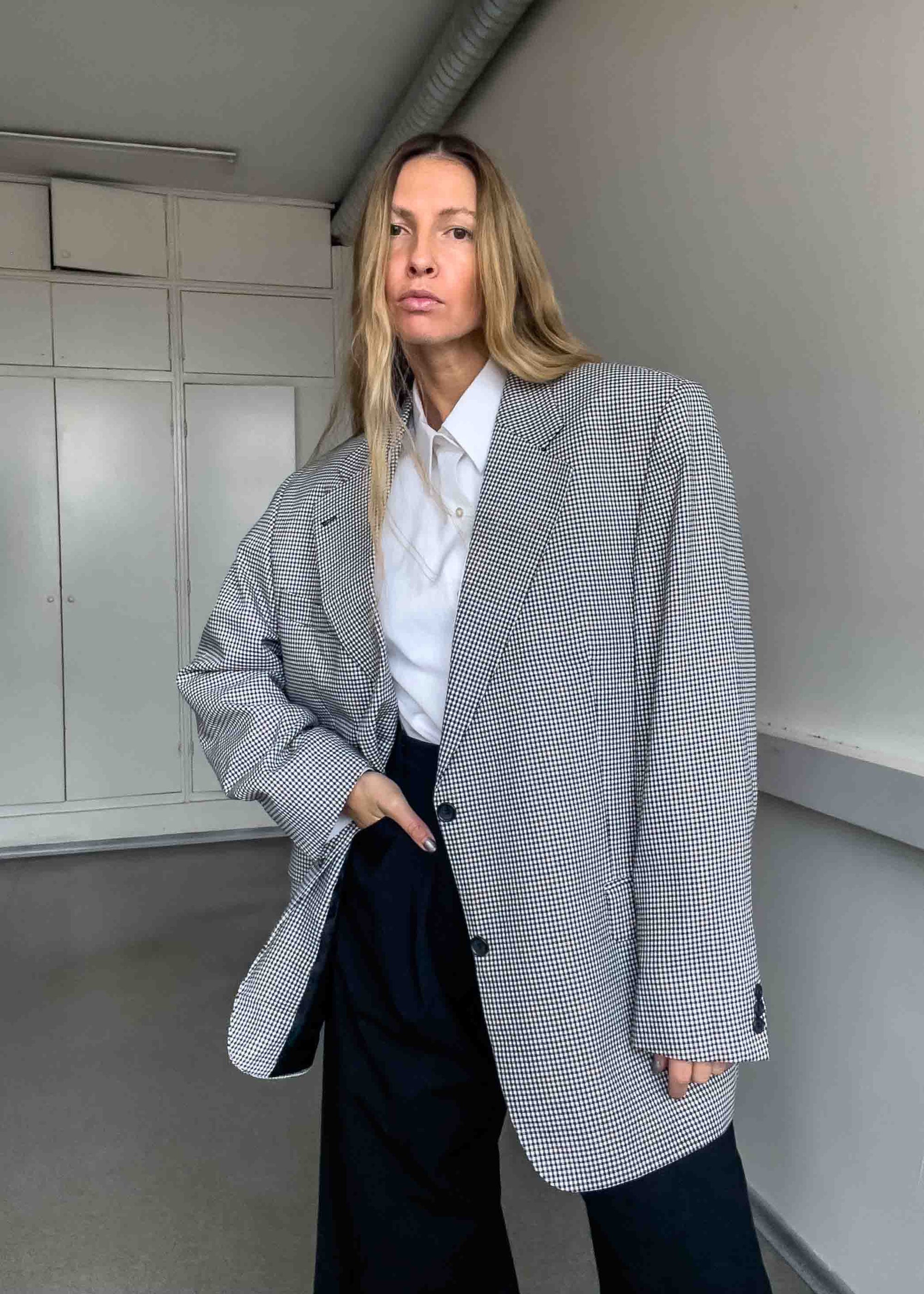 Vintage Checked Oversized Blazer