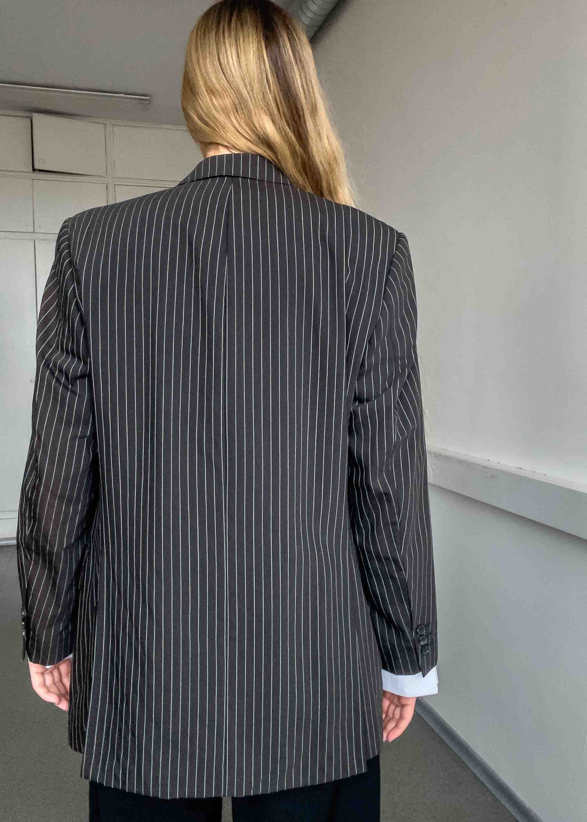 Vintage Brown Stripy Oversized Blazer