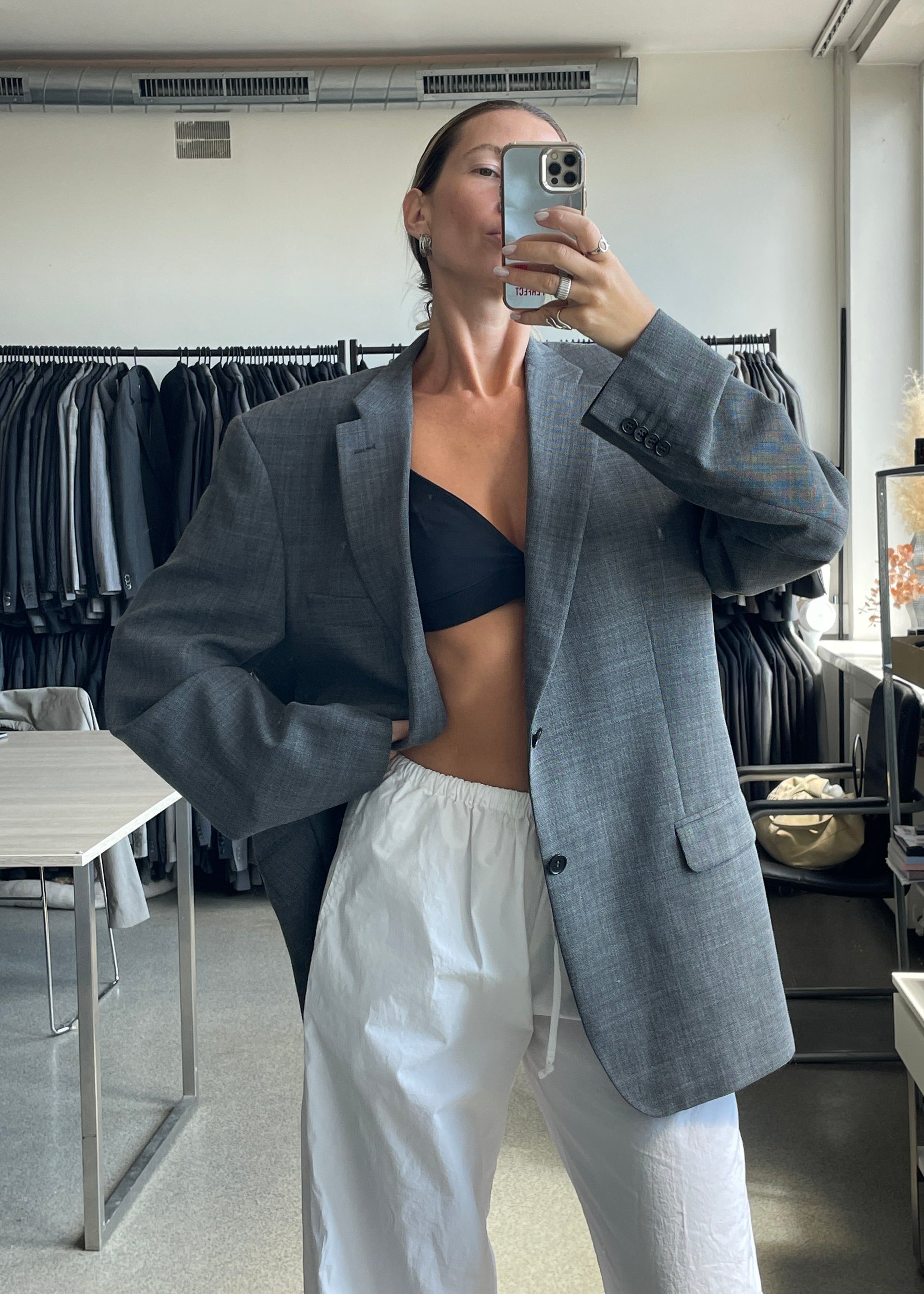 Vintage Grey Oversized Blazer