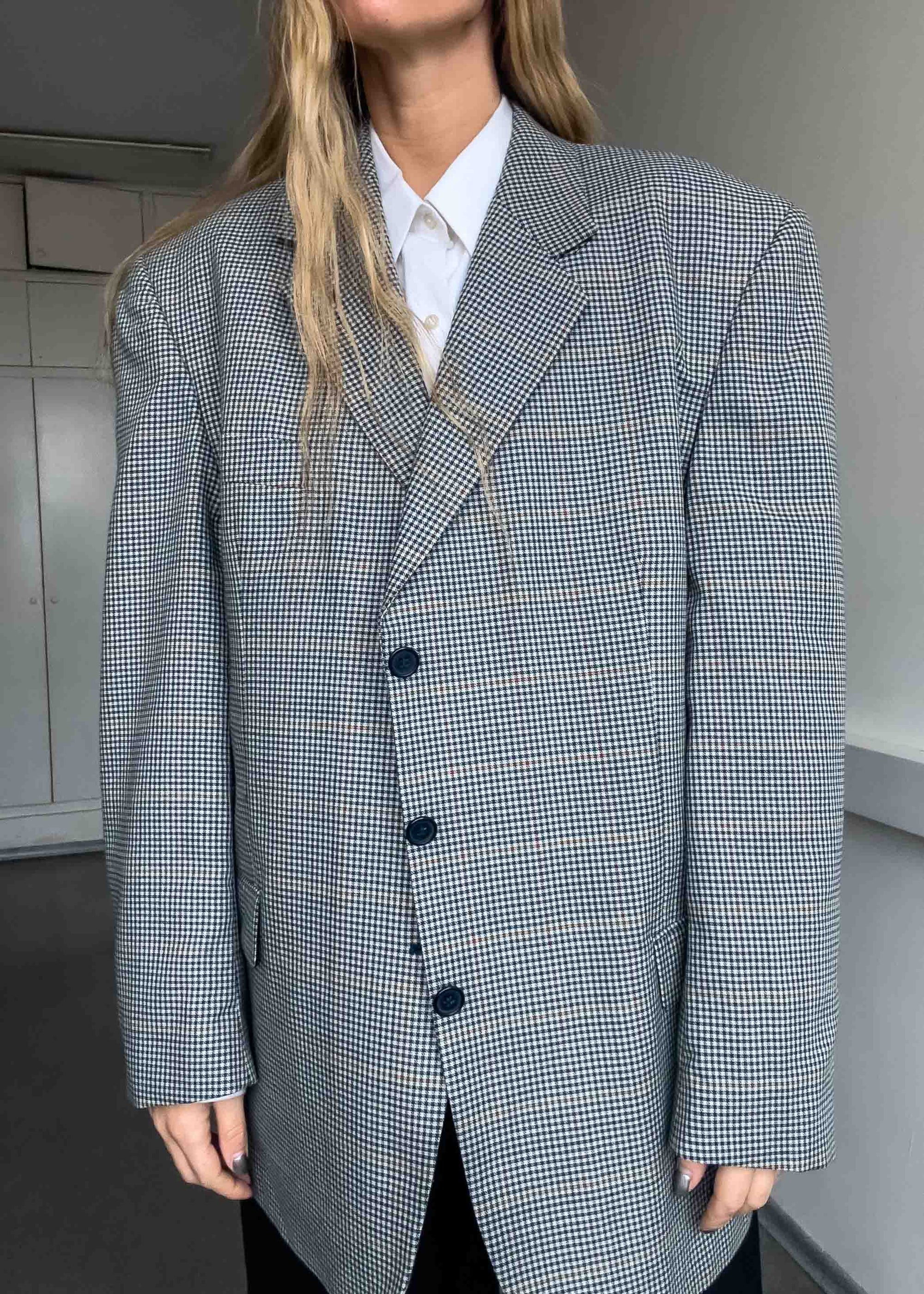 Vintage Checked Oversized Blazer