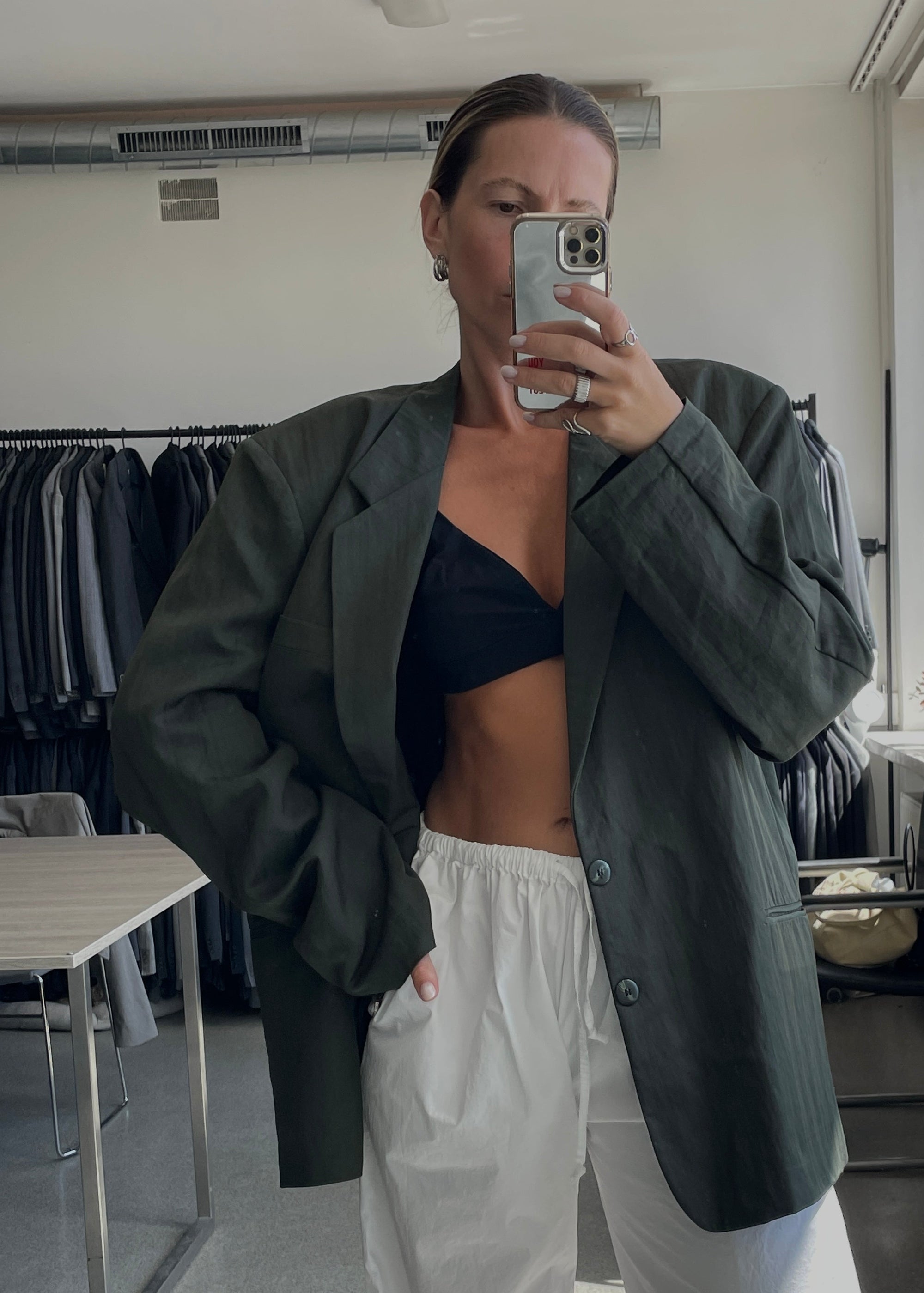 Vintage Green Oversized Blazer