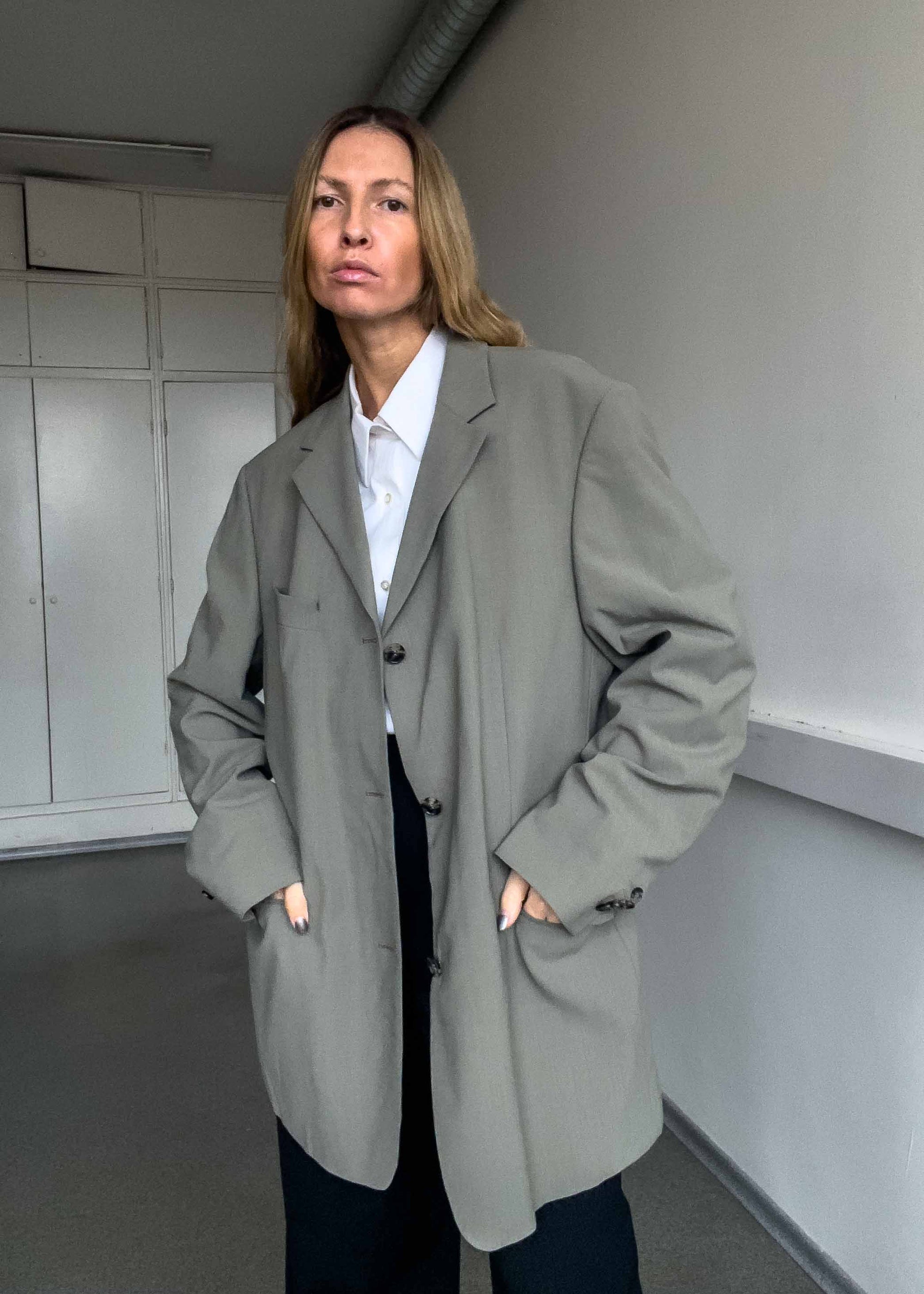 Vintage Faded Grey Oversized Blazer