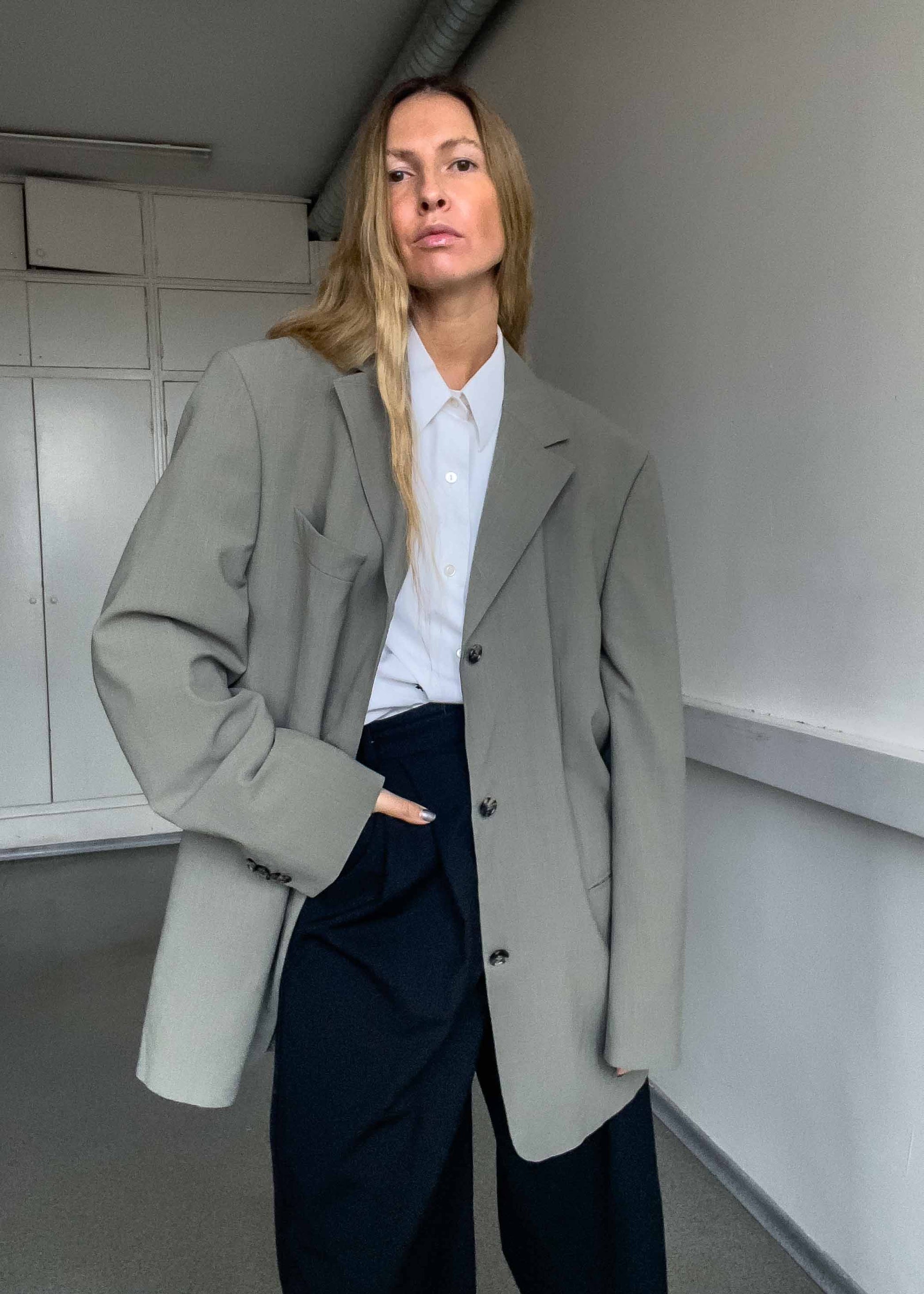 Vintage Faded Grey Oversized Blazer
