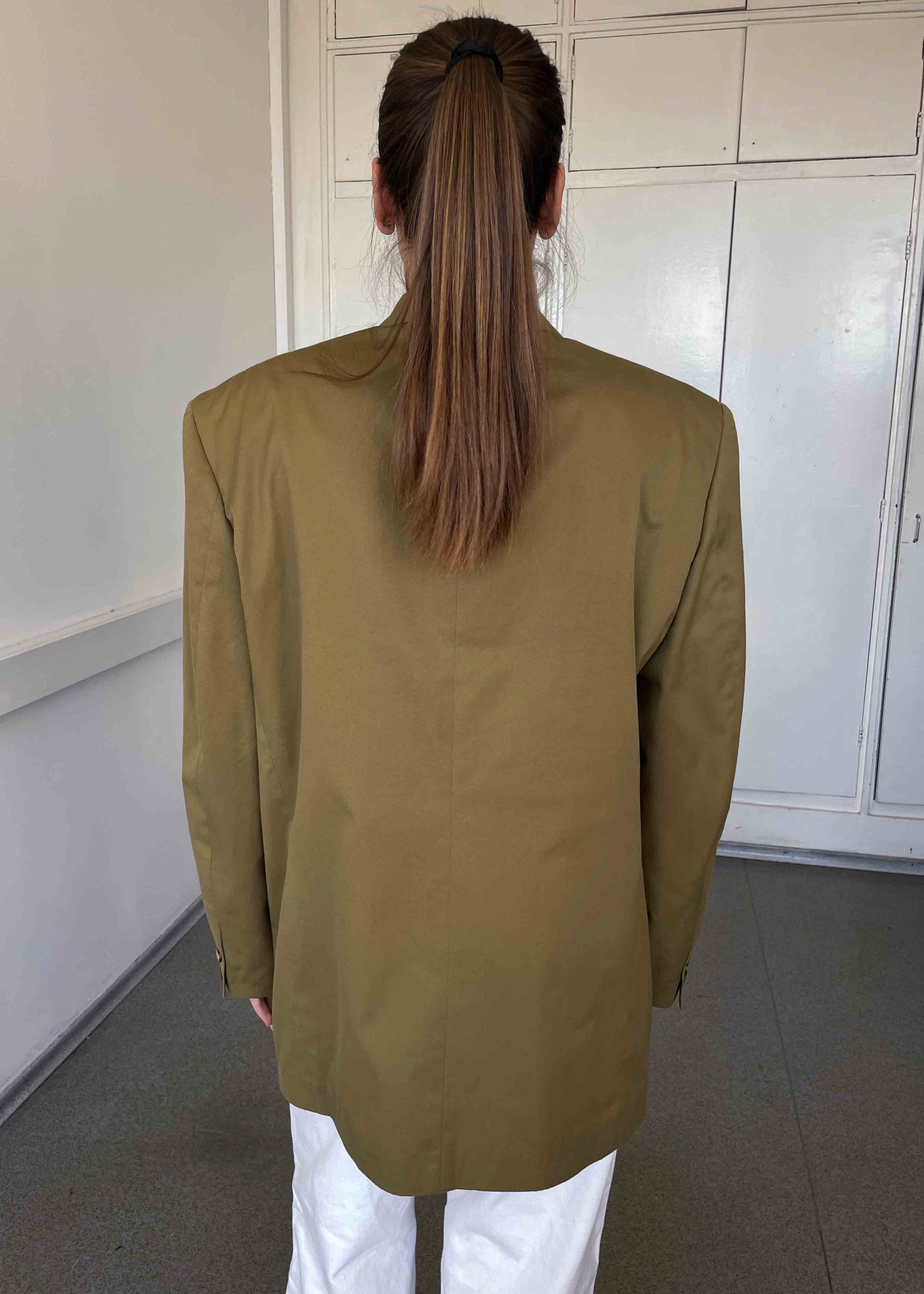 Vintage Khaki Green Oversized Light Weight Blazer