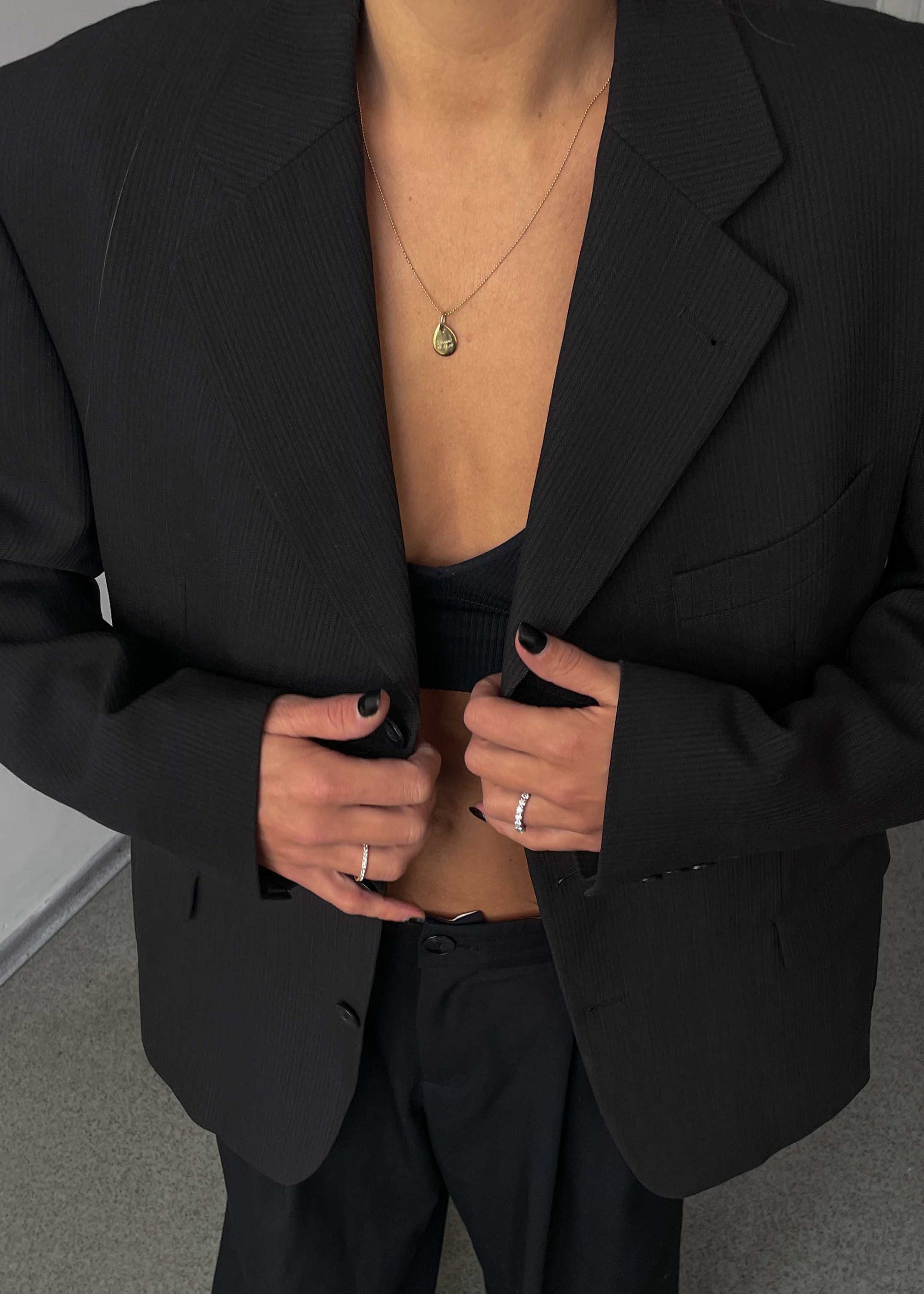 Vintage Brown Striped Oversized Classic Blazer