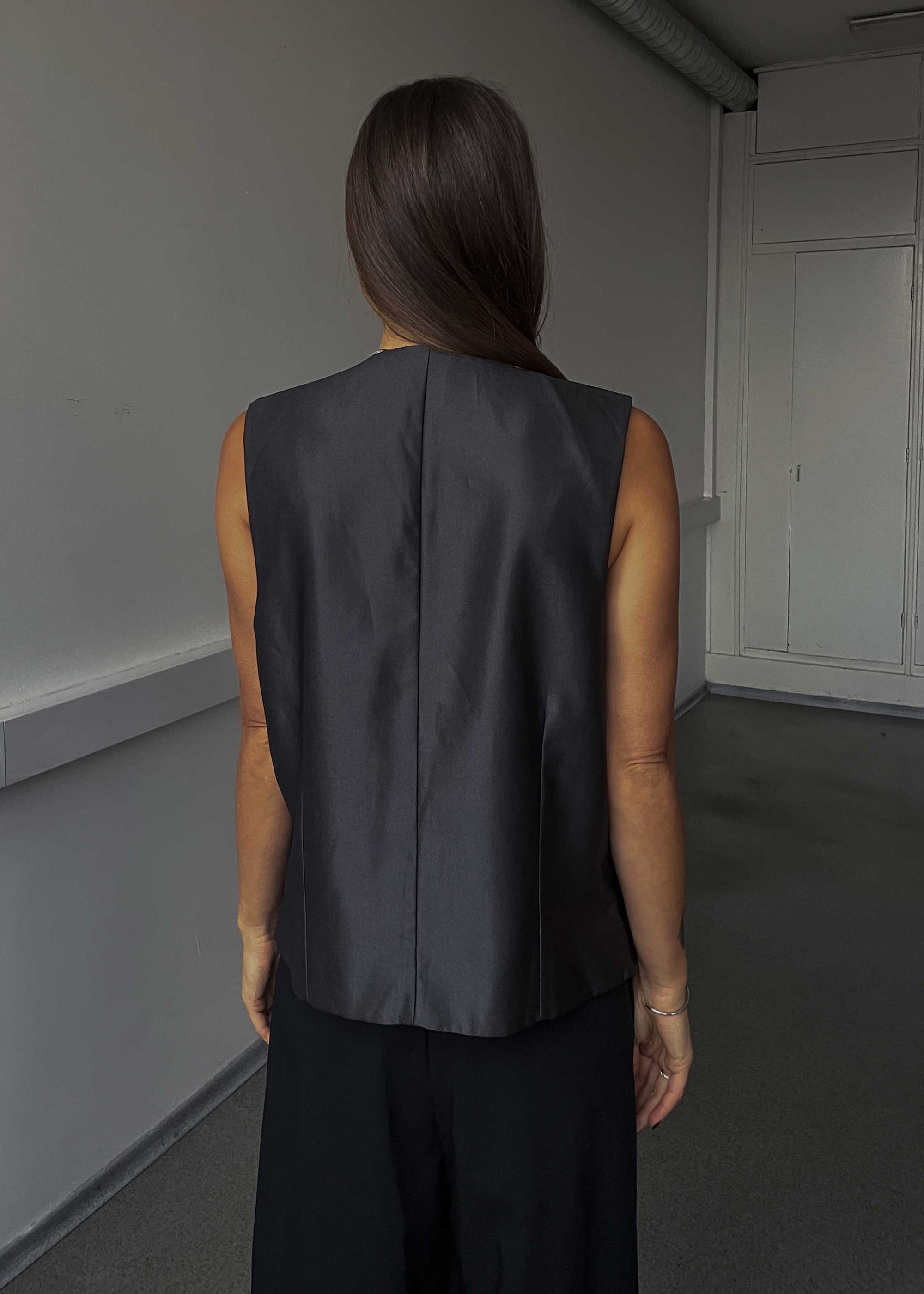 Vintage Grey Oversized Shiny Festive Vest