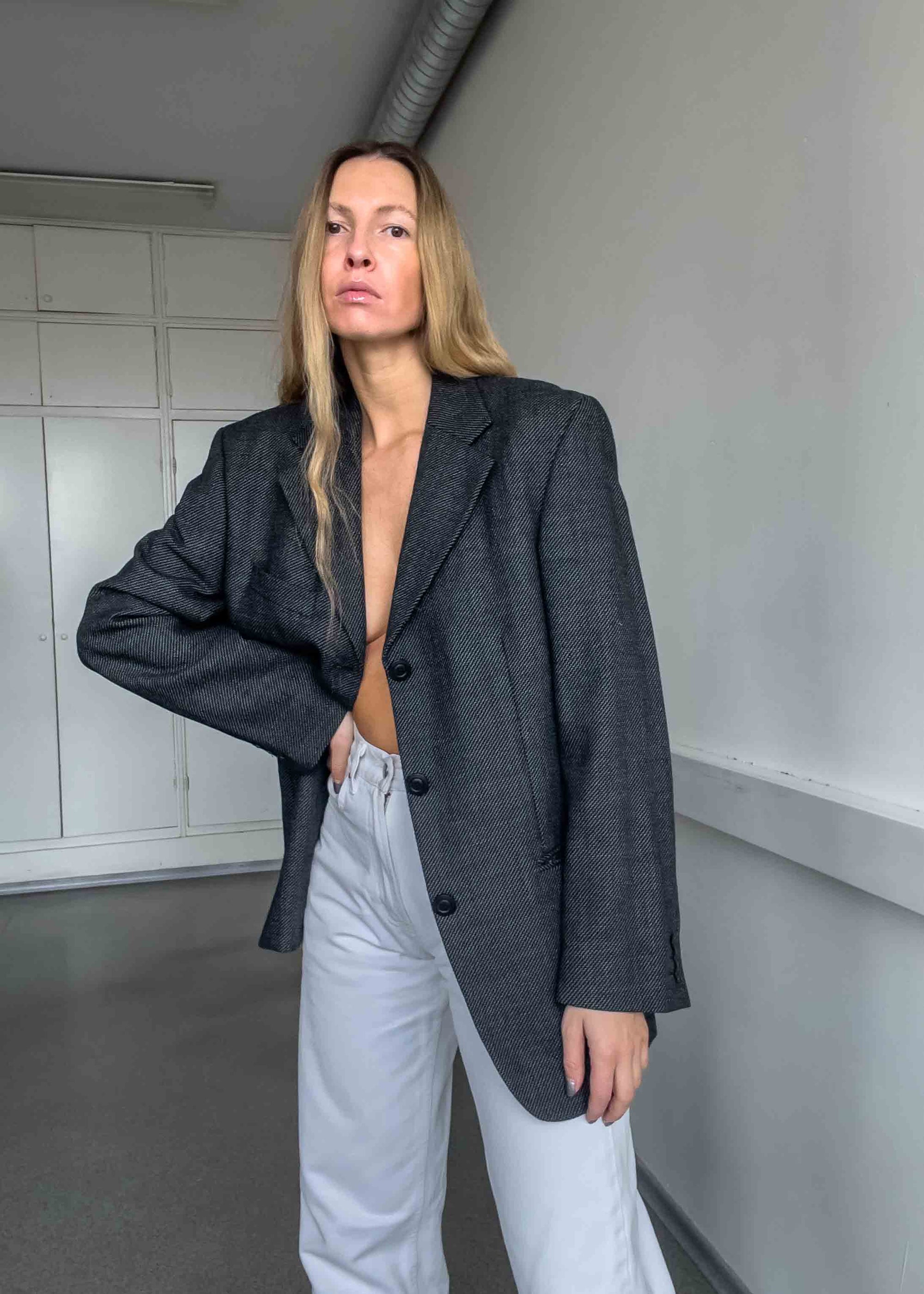 Vintage Grey Oversized Blazer