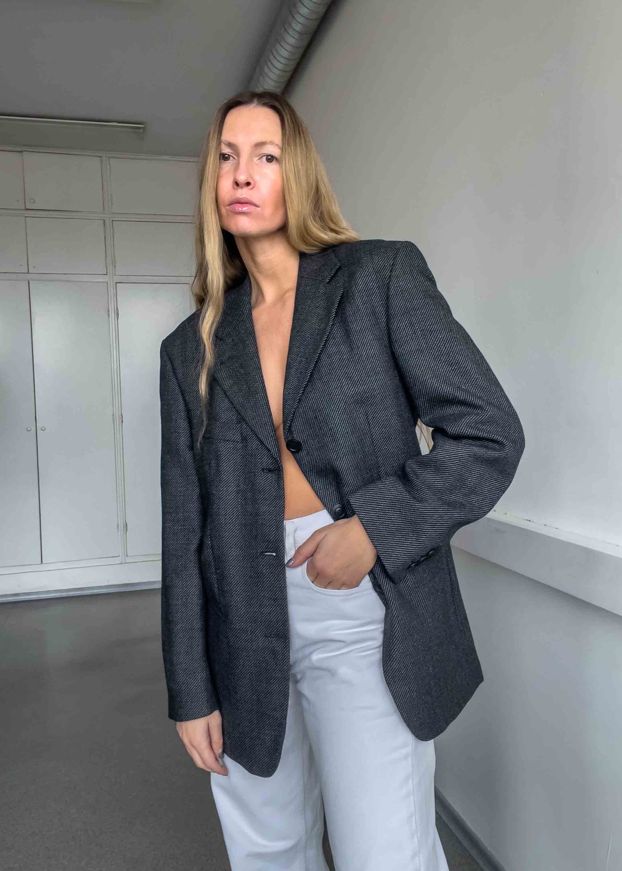 Vintage Grey Oversized Blazer