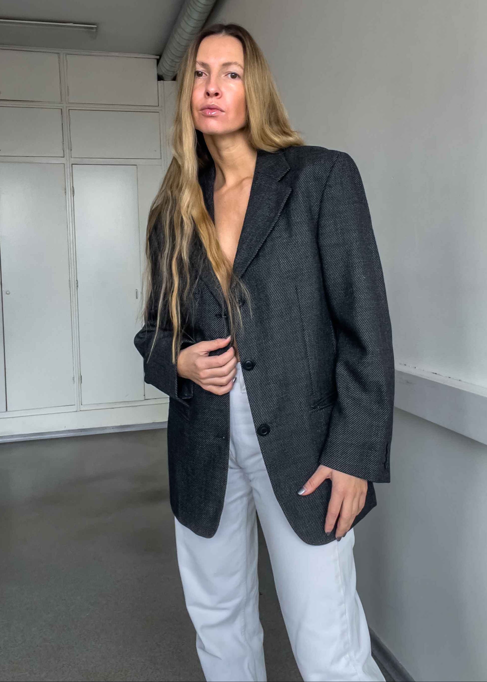 Vintage Grey Oversized Blazer