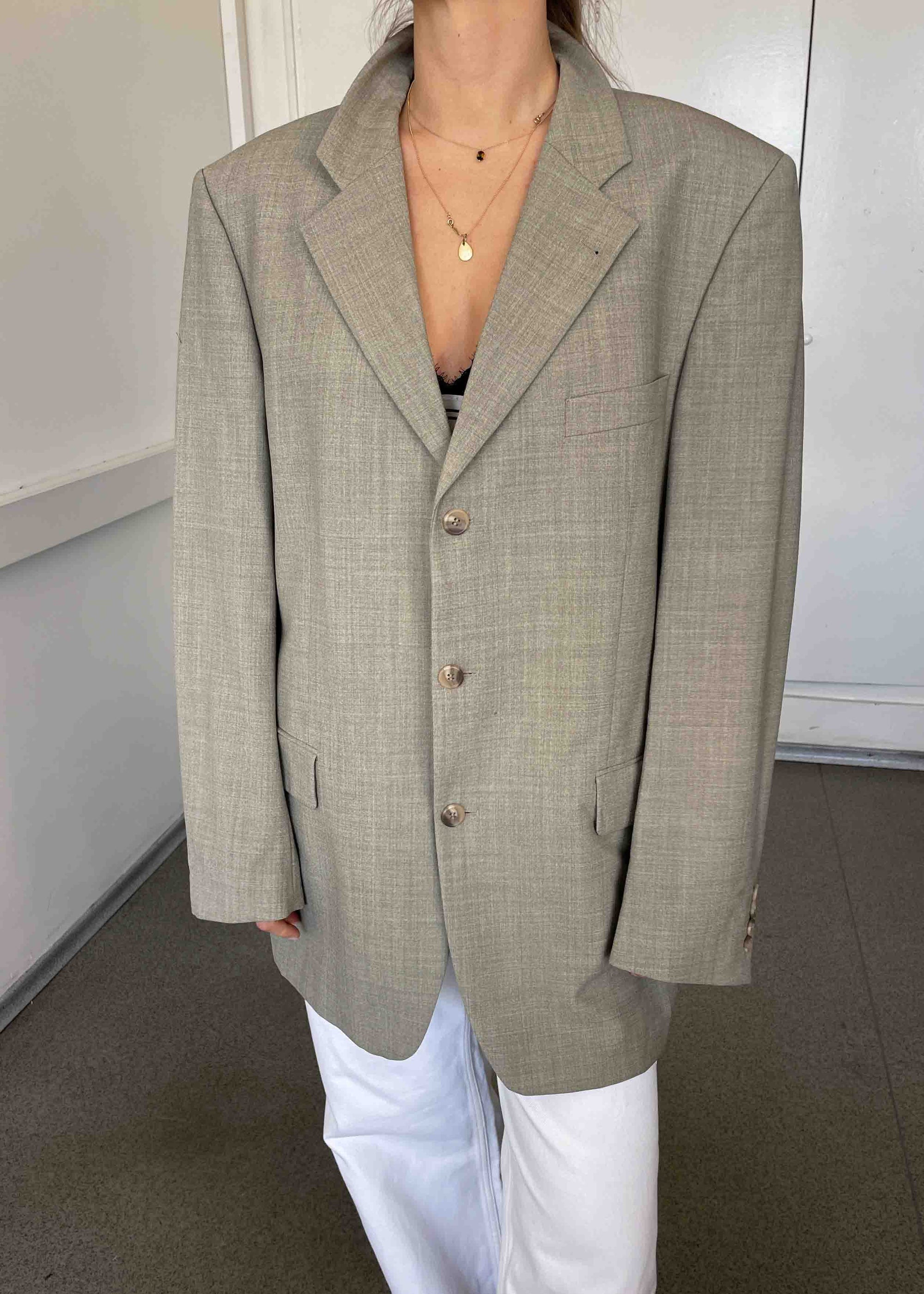 Vintage Sage Green Oversized Blazer