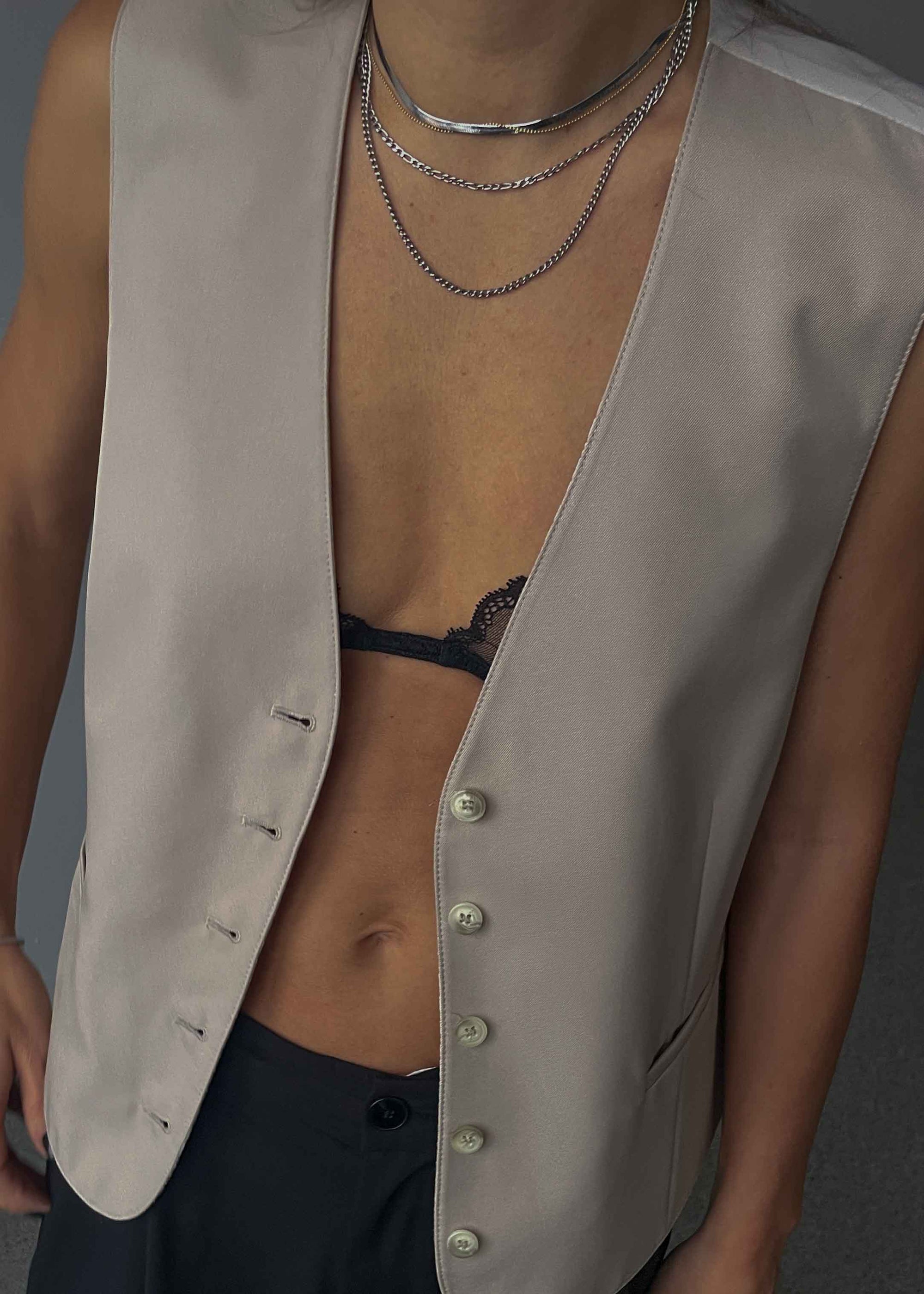 Vintage Beige Reversible Oversized Festive Vest