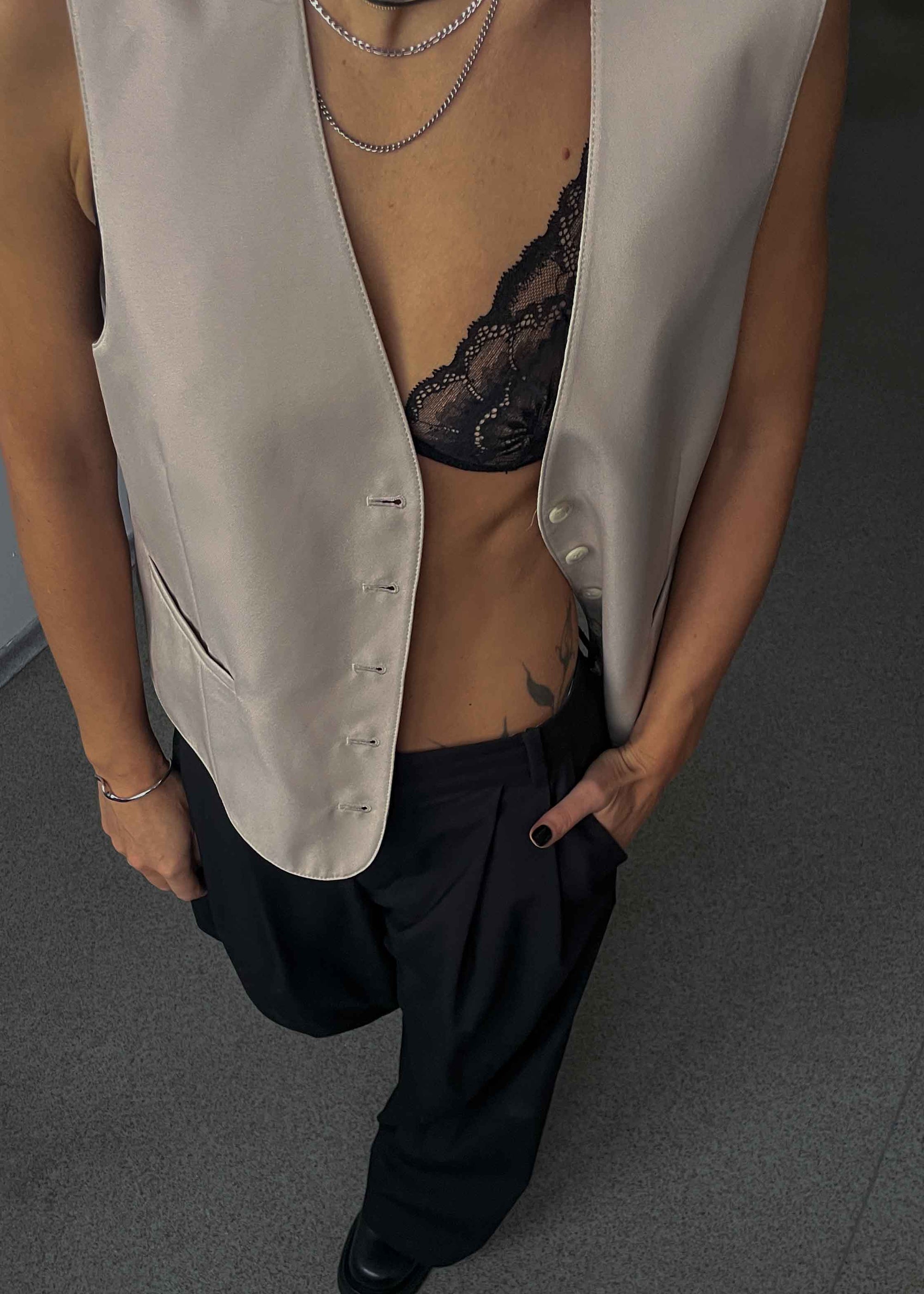 Vintage Beige Reversible Oversized Festive Vest