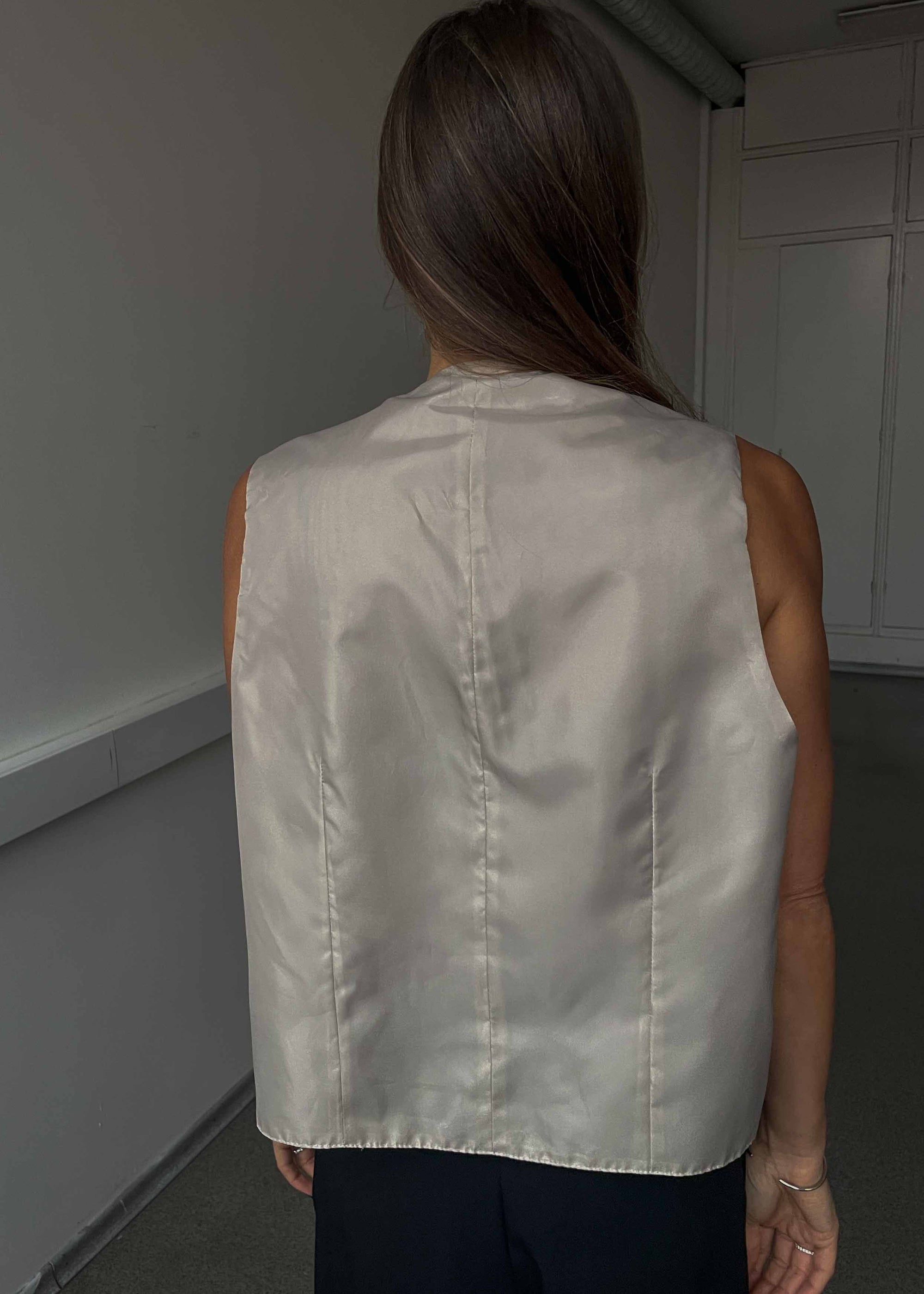 Vintage Beige Reversible Oversized Festive Vest