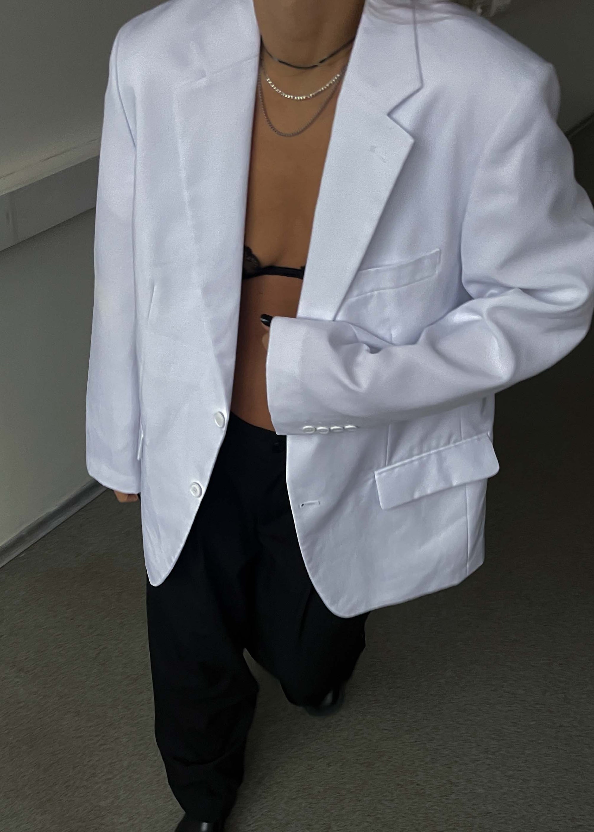 Vintage White Light Weight Oversized Festive Blazer