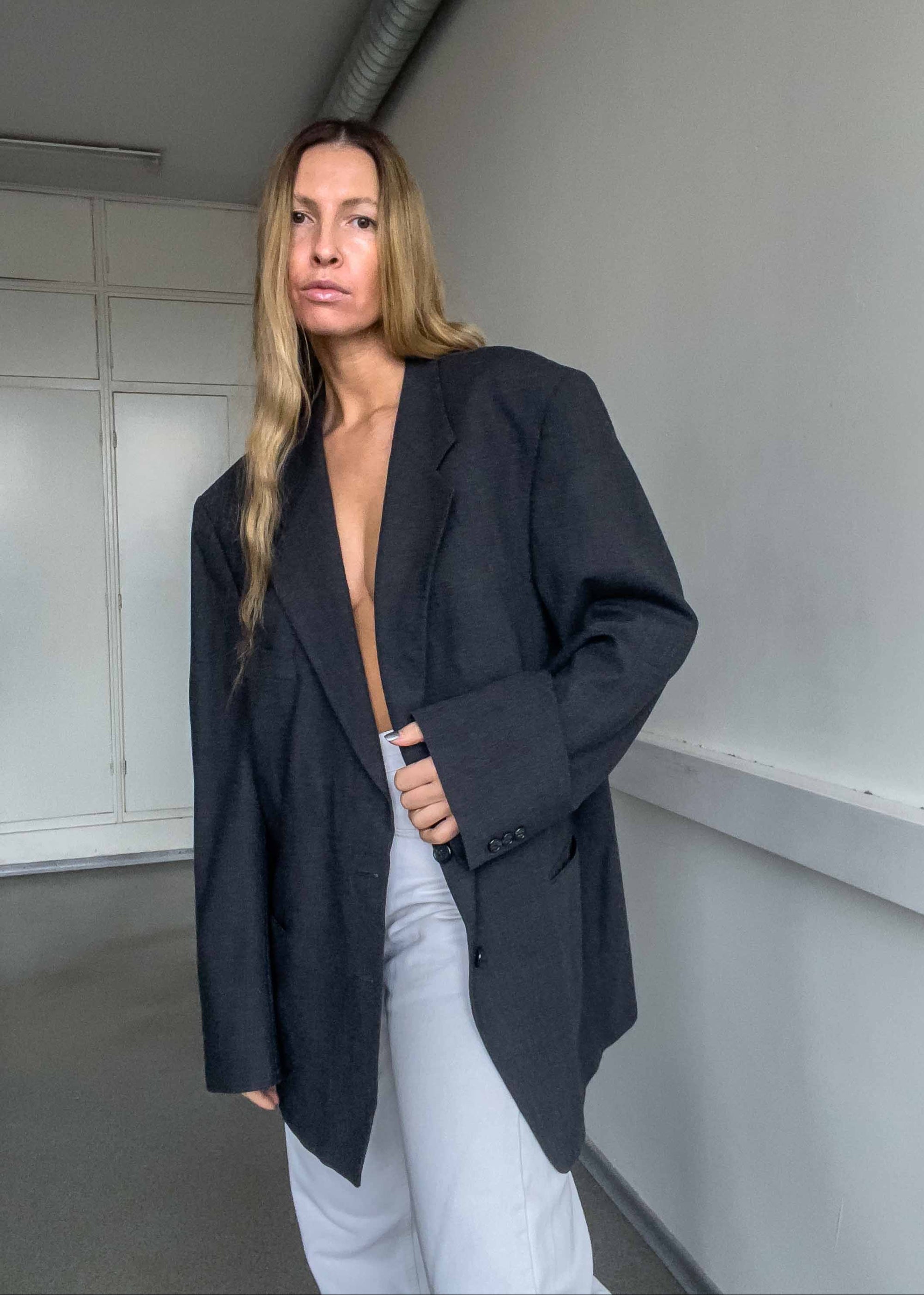 Vintage Grey Oversized Blazer