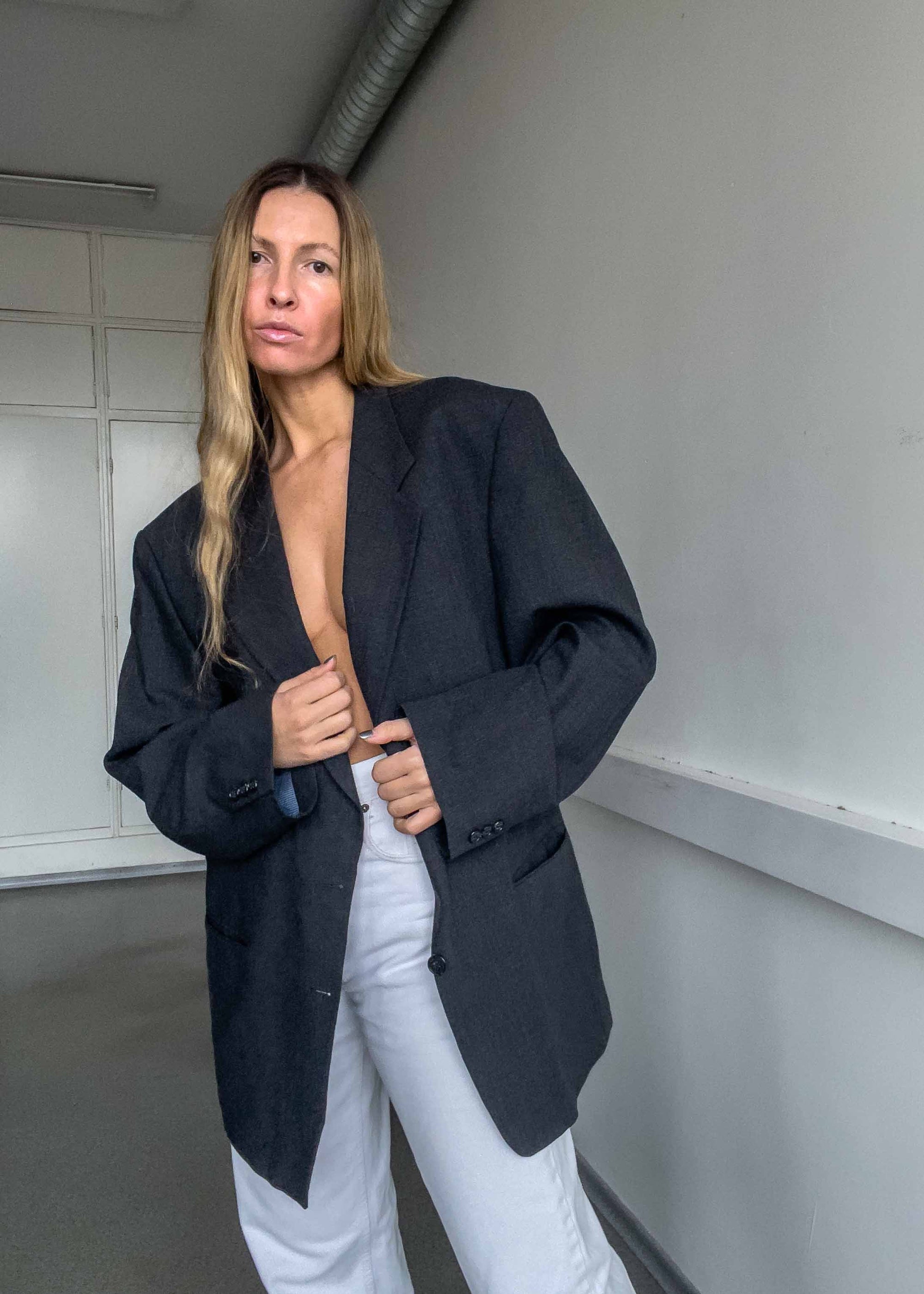 Vintage Grey Oversized Blazer