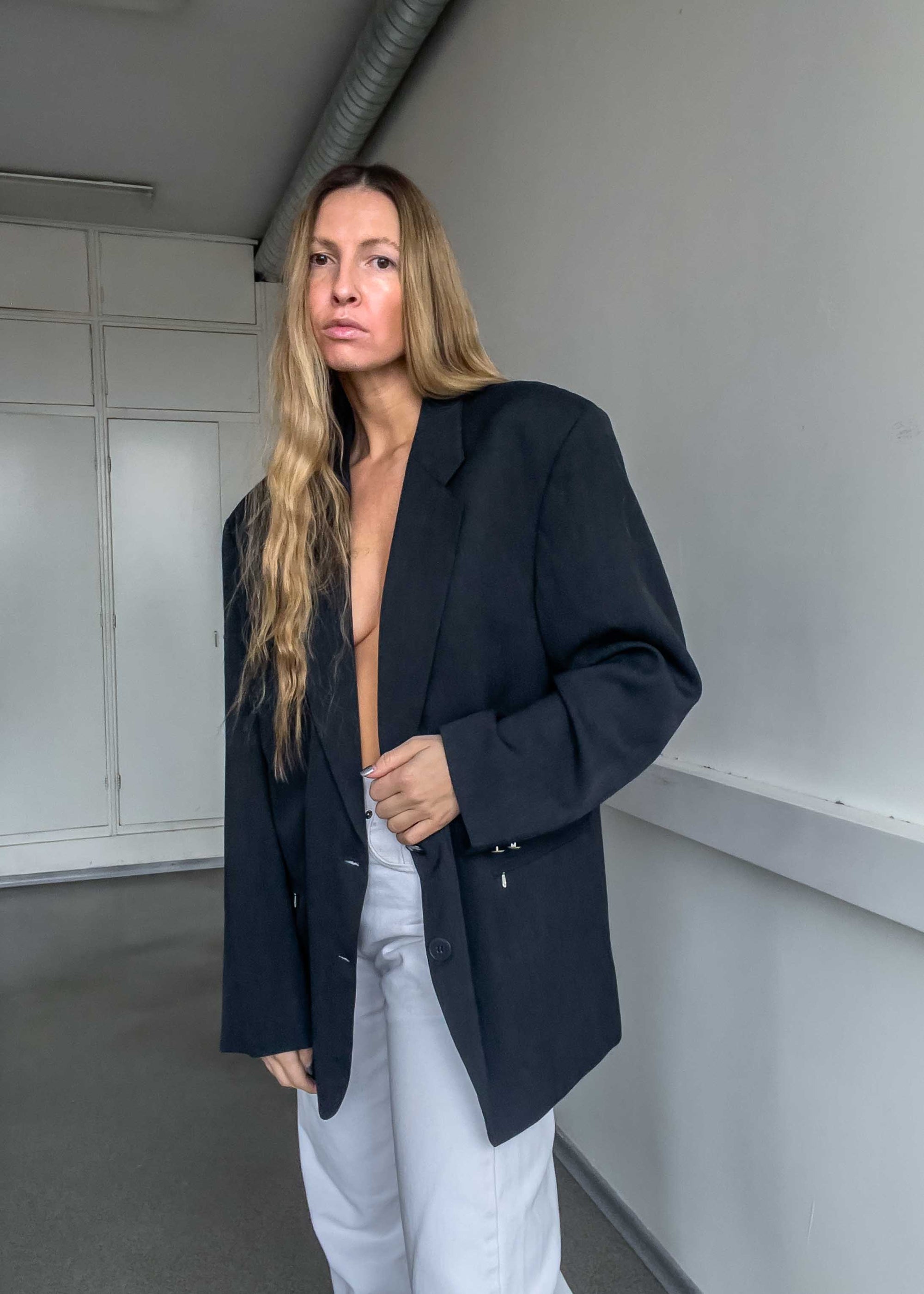 Vintage Grey Light Weight Oversized Blazer