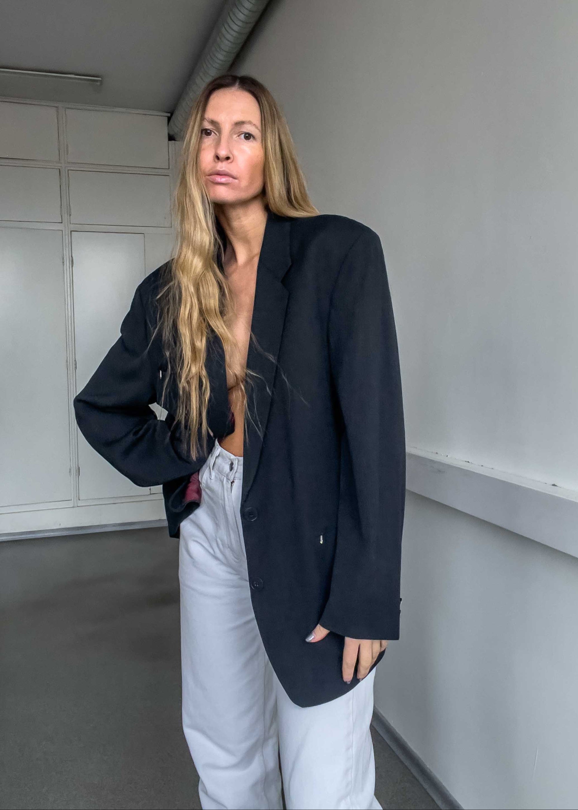 Vintage Grey Light Weight Oversized Blazer