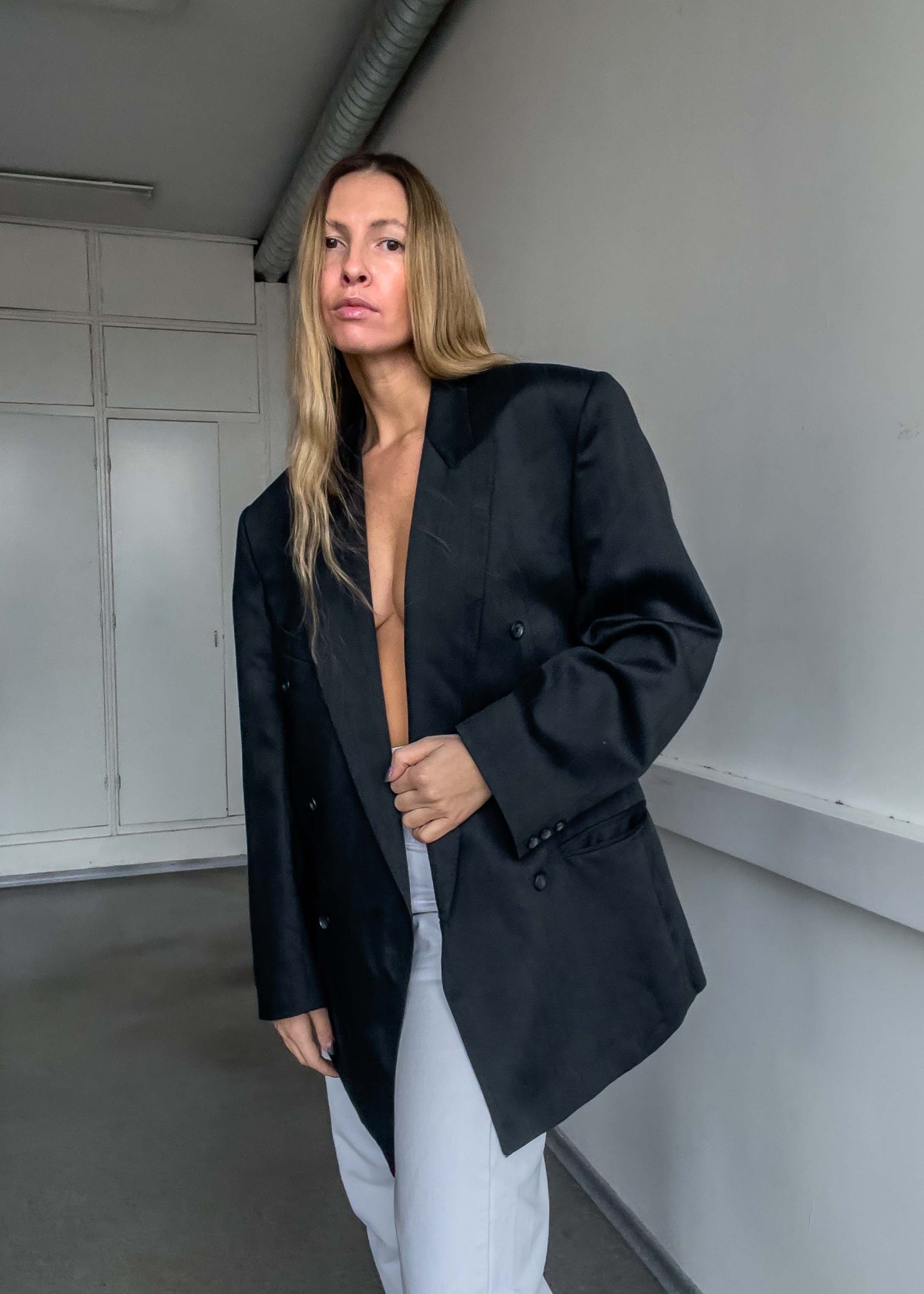 Vintage Dark Green Oversized Double Breasted Blazer